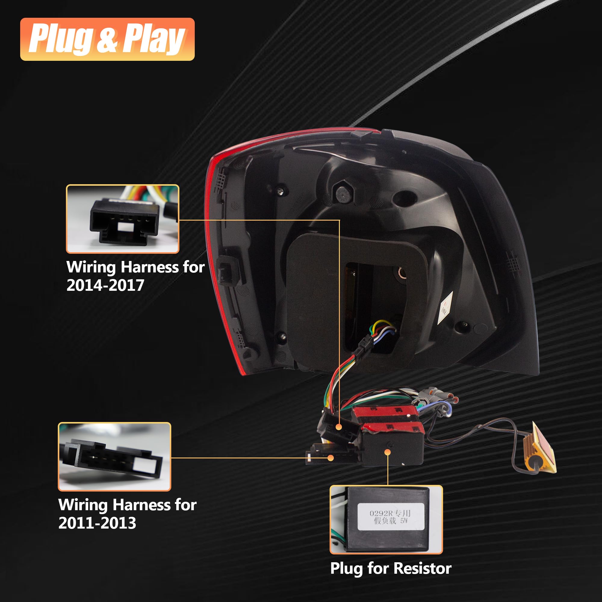 VLAND LED fanali posteriori compatibili con Polo 5 Polo MK5 6R 6C 2009-2017 (non per 1.2 TSI/R), con Con indicatori di direzione sequenziali, 1 set (nero)