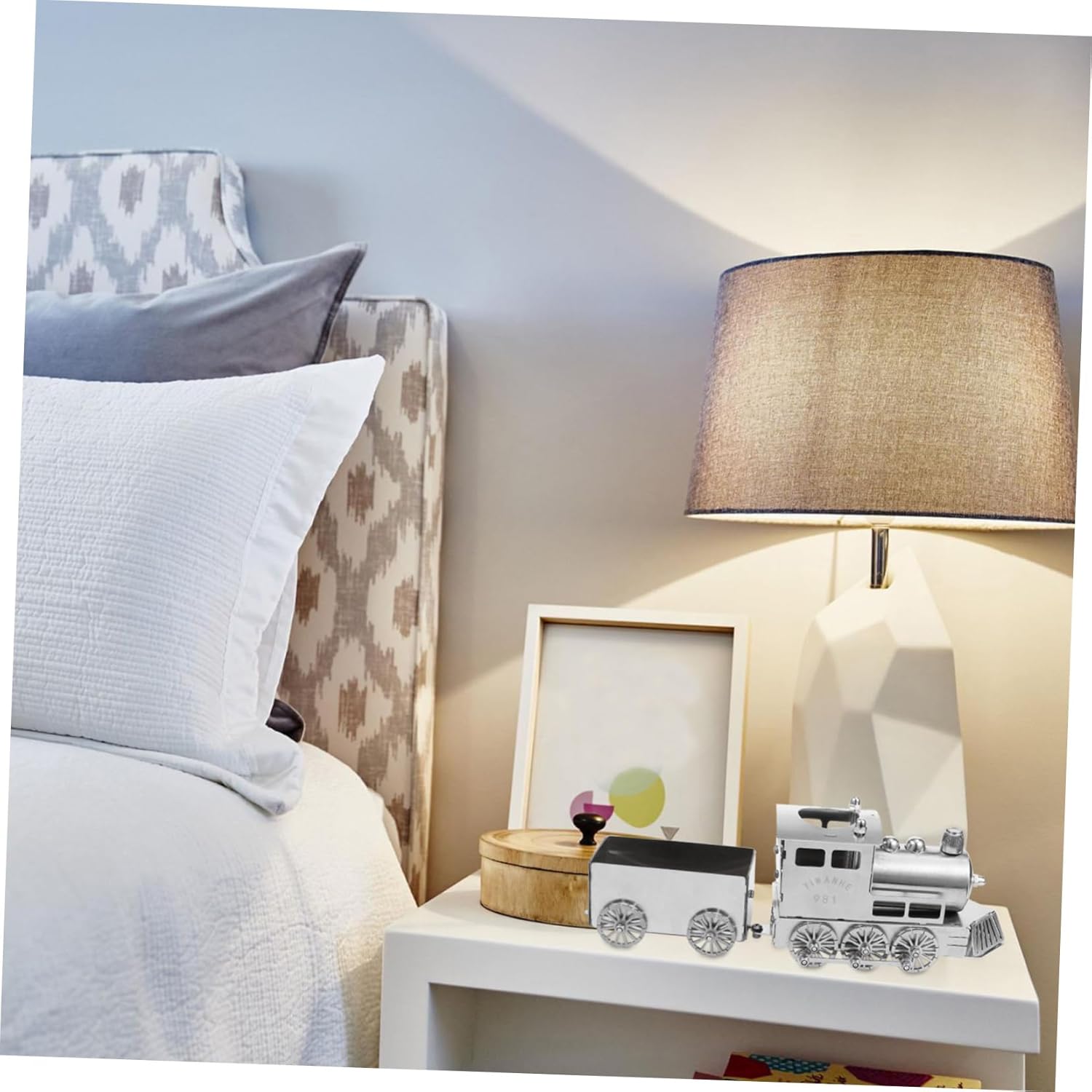 Luxury Retro Steam Train Model with Carriage Unique Stainless Steel Table Decor for Home and Office Collectible for Train Enthusiasts