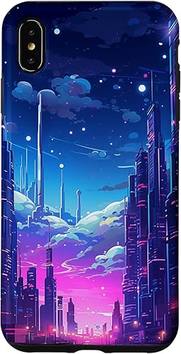 Miniatura 8 de iPhone XR Synthwave City At Night Vaporwave Retrowave Case