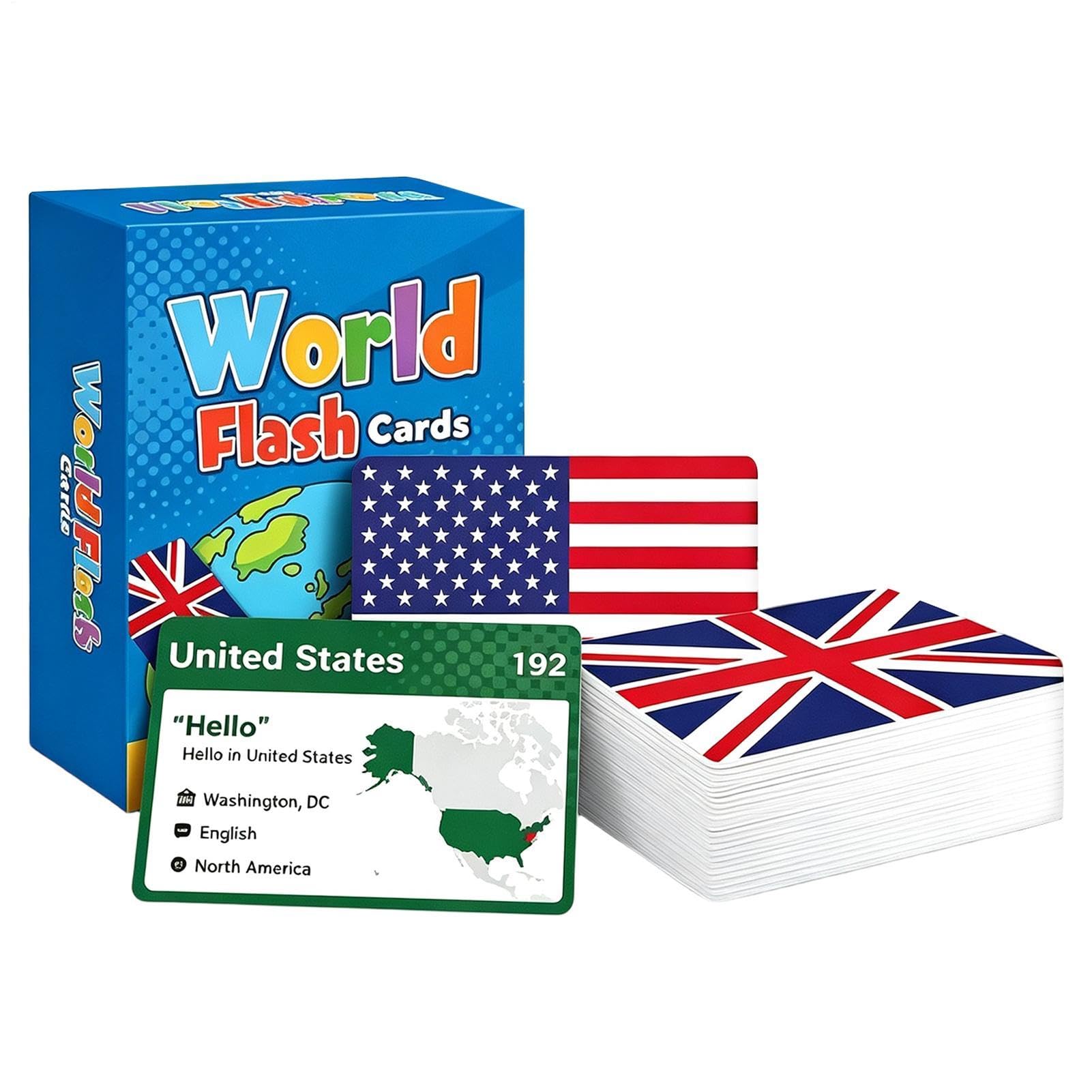 245PCS World Flags Flash Cards, Geography Learning Flash Card