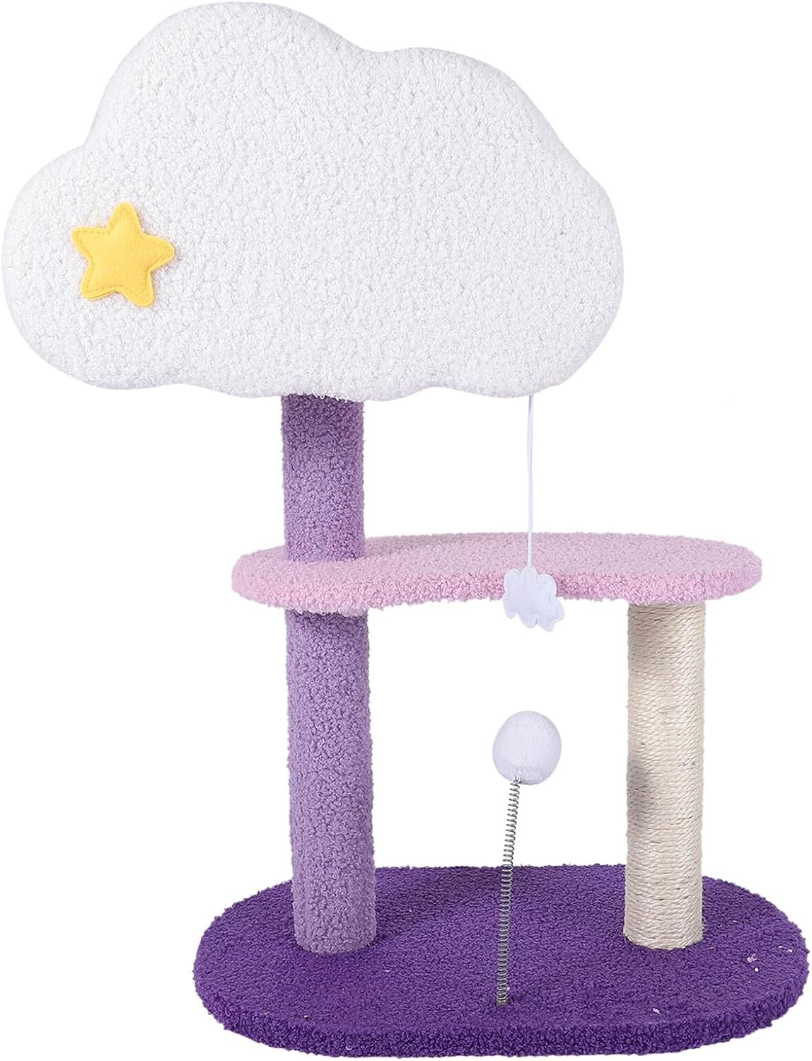 HANABASS Cat Climbing Frame Large Sisal Cat Tree with Multi-Level Jumping Platforms and Scratching Posts Indoor Playhouse for Kittens