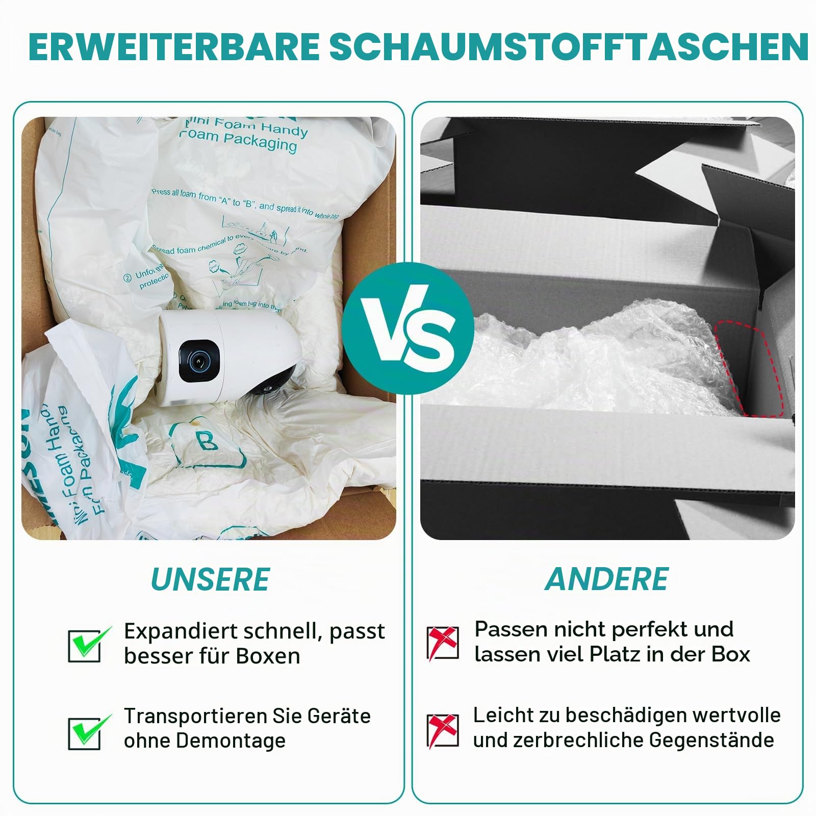 4 Stück 50,8 x 61 cm Schaumstoffbeutel für den Versand, expandierender Schaumstoff für sofortige Verpackung, schnell erweiterbare Verpackungsbeutel, Verpackung, Versand und Versandlösungen