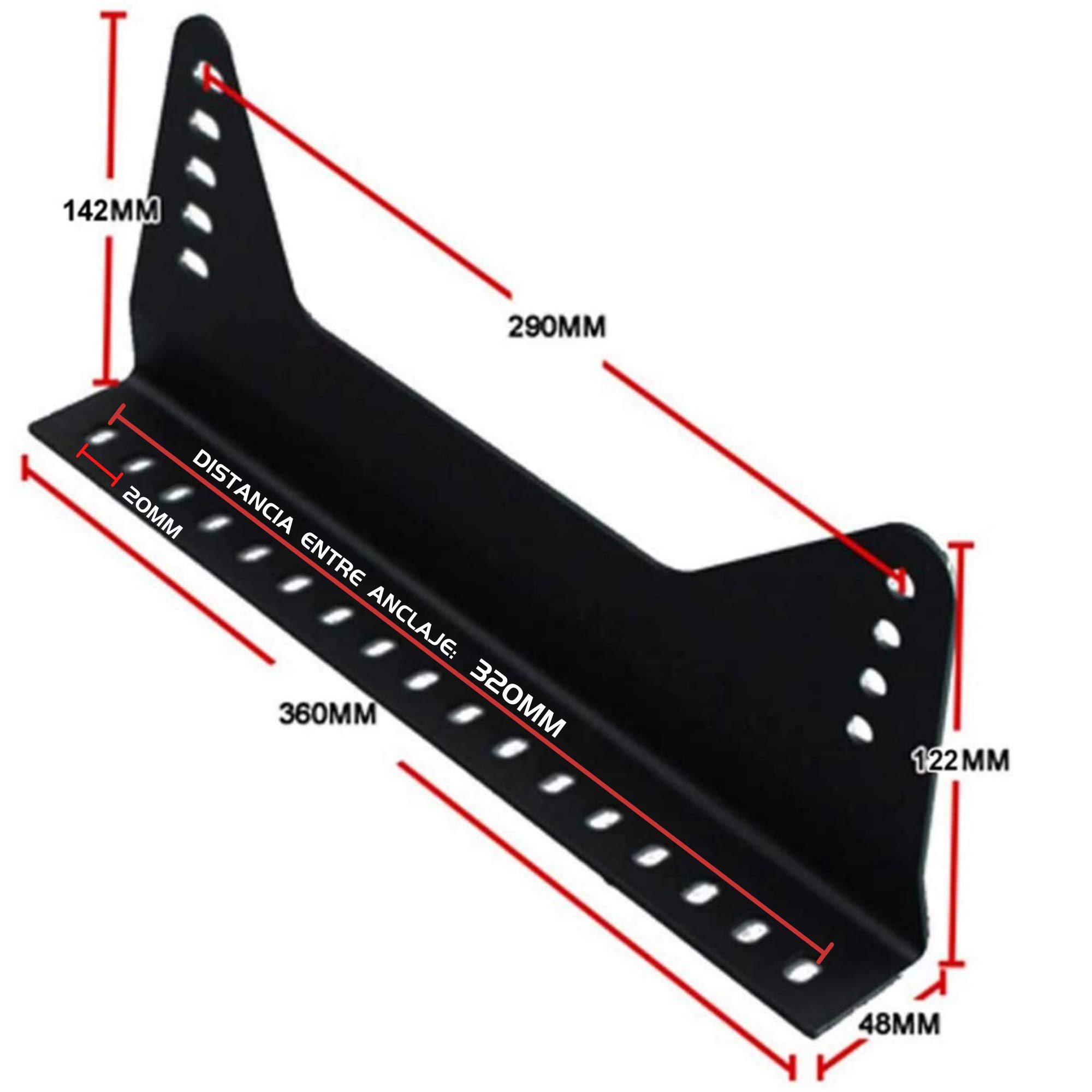 M MODAUTO Soporte Lateral para Asiento del Coche, Soporte para Semibaquet, Longitud 360mm, 6 Piezas Incluidos, Universal (G460-360mm)