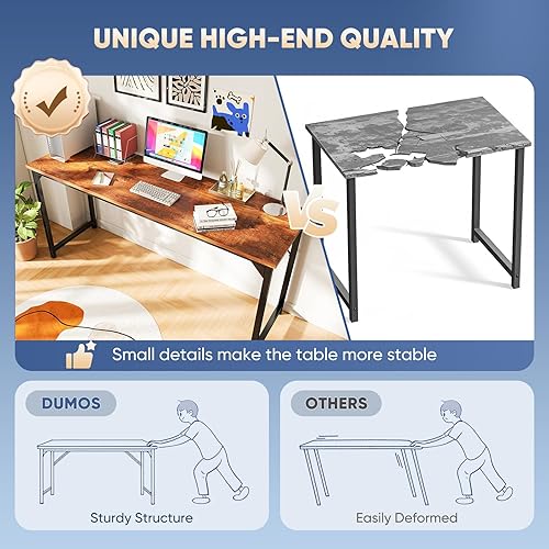 Miniatura 39 de DUMOS Escritorio de oficina pequeño de 32 pulgadas para computadora de estilo moderno y simple, mesa de trabajo de estudio para el dormitorio