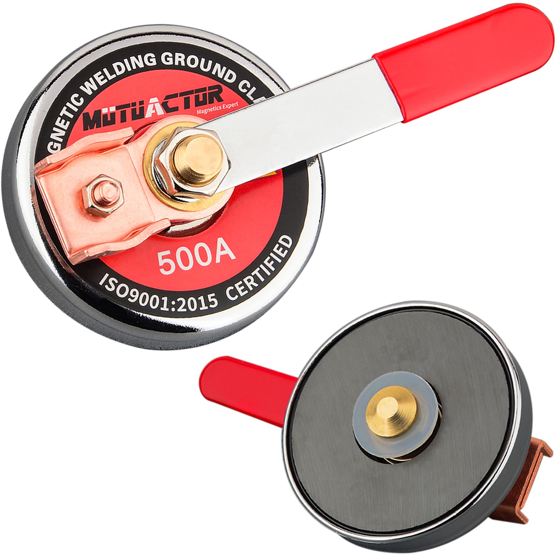 MUTUACTOR 500 AMP Magnetic Welding Ground Clamp, 2packs Φ3.34” Strong Gripping Quick Release Magnetic Mount Welding Support Clamp Tools for Welding Cutting Factories Industries Work and Processing