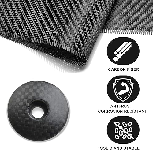 Miniatura 3 de BUCKLOS Tapa superior para auriculares de bicicleta y tuerca de estrella, aleación de aluminiofibra de carbono para vástagos de manillar de