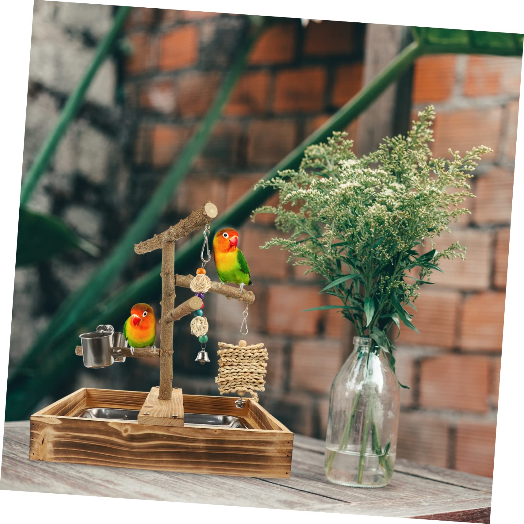 FRCOLOR Juguetes para Pájaros De Madera Puesto De Entrenamiento para Loros Accesorio para Jaula Zona para Pájaros Casa
