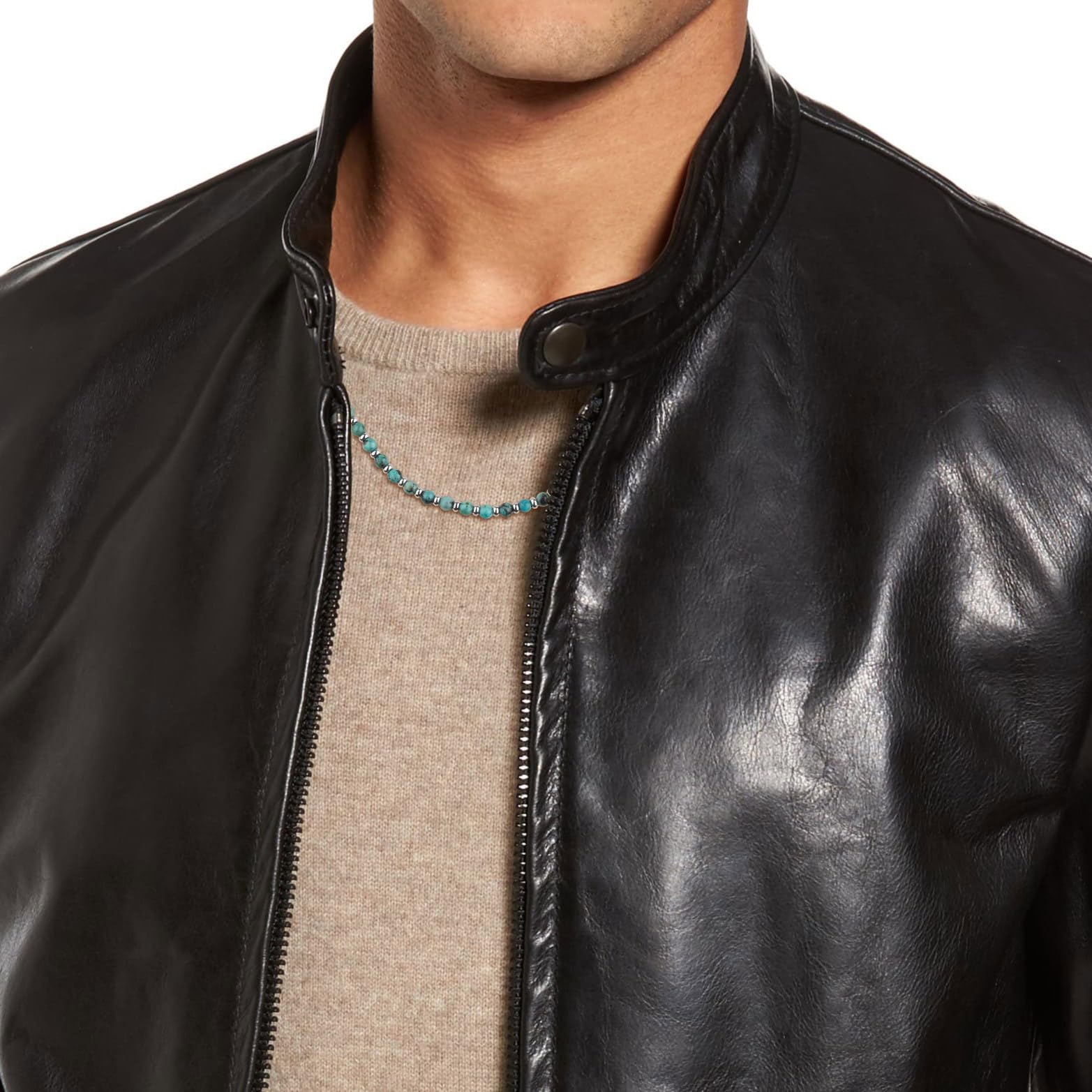 COAI Collana Unisex con Perle di Pietre Naturali e Acciaio Inox, Collana Uomo Donna Pietre Dure