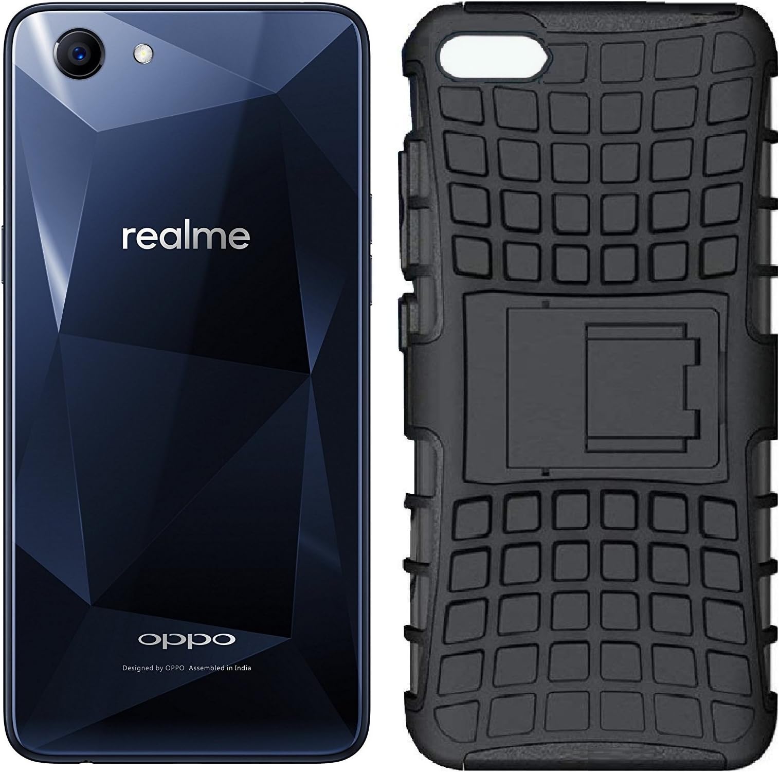 Karimobz Tough Military Grade Armor Defender Series Kickstand Case Back Oppo Realme 1