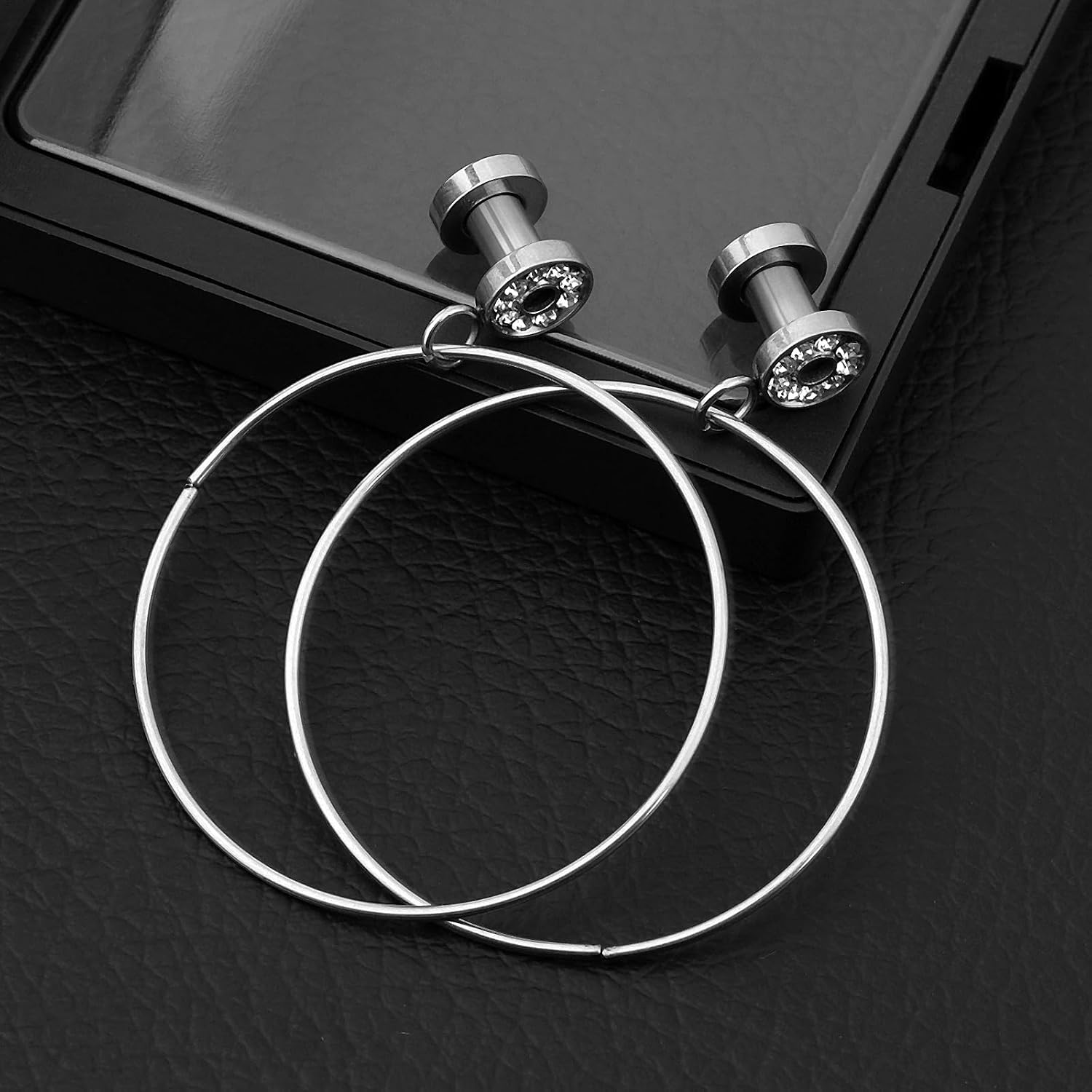 Stainless Steel Ear Tunnels with Nose Hoop Rings, 4-16mm, 2 Pieces