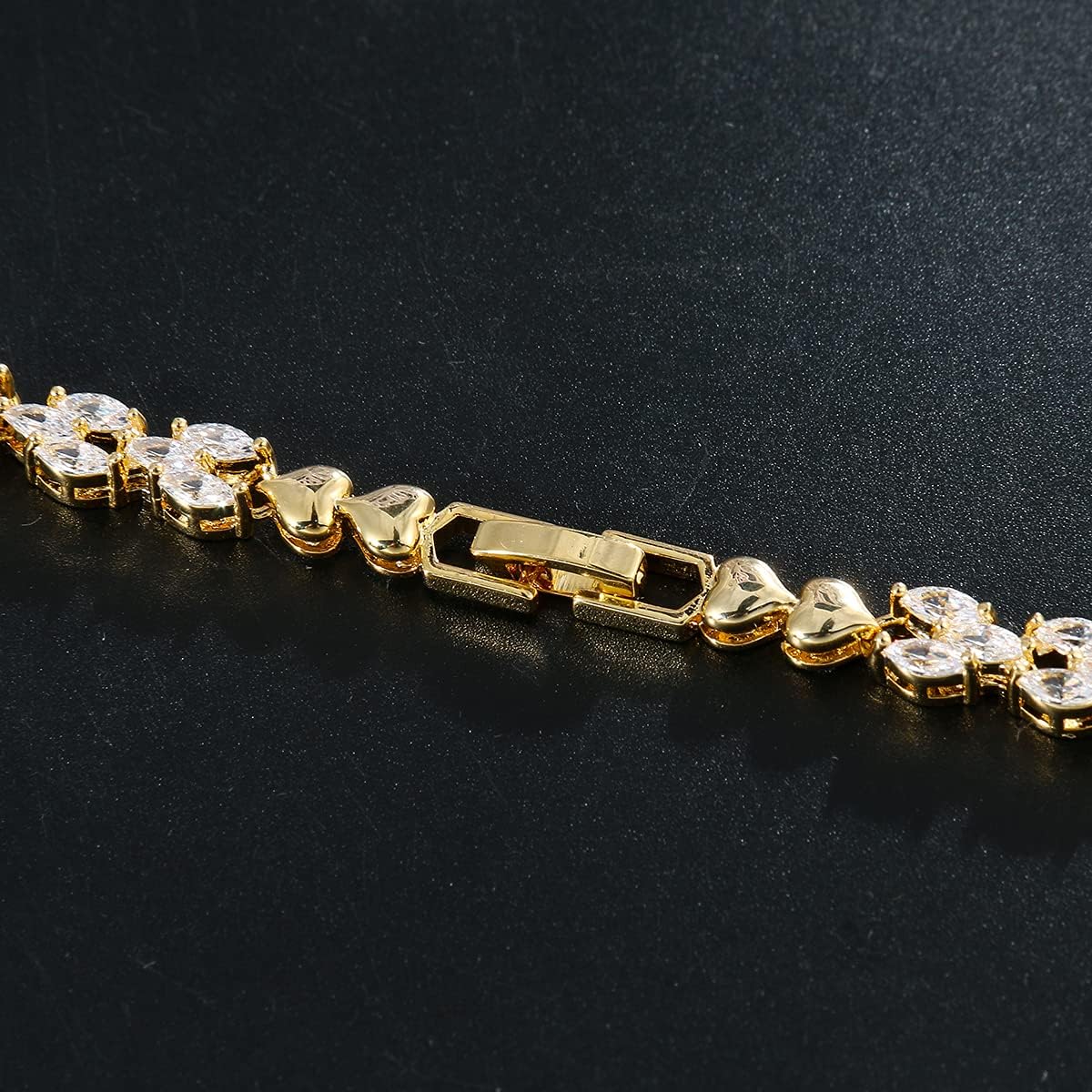 WeimanJewelry White Gold/Gold Plated Women Cubic Zirconia CZ Marquise Teardrop Bridal Tennis Necklace and Drop Earring Set for Wedding Brides (Gold tone-emerald cz)