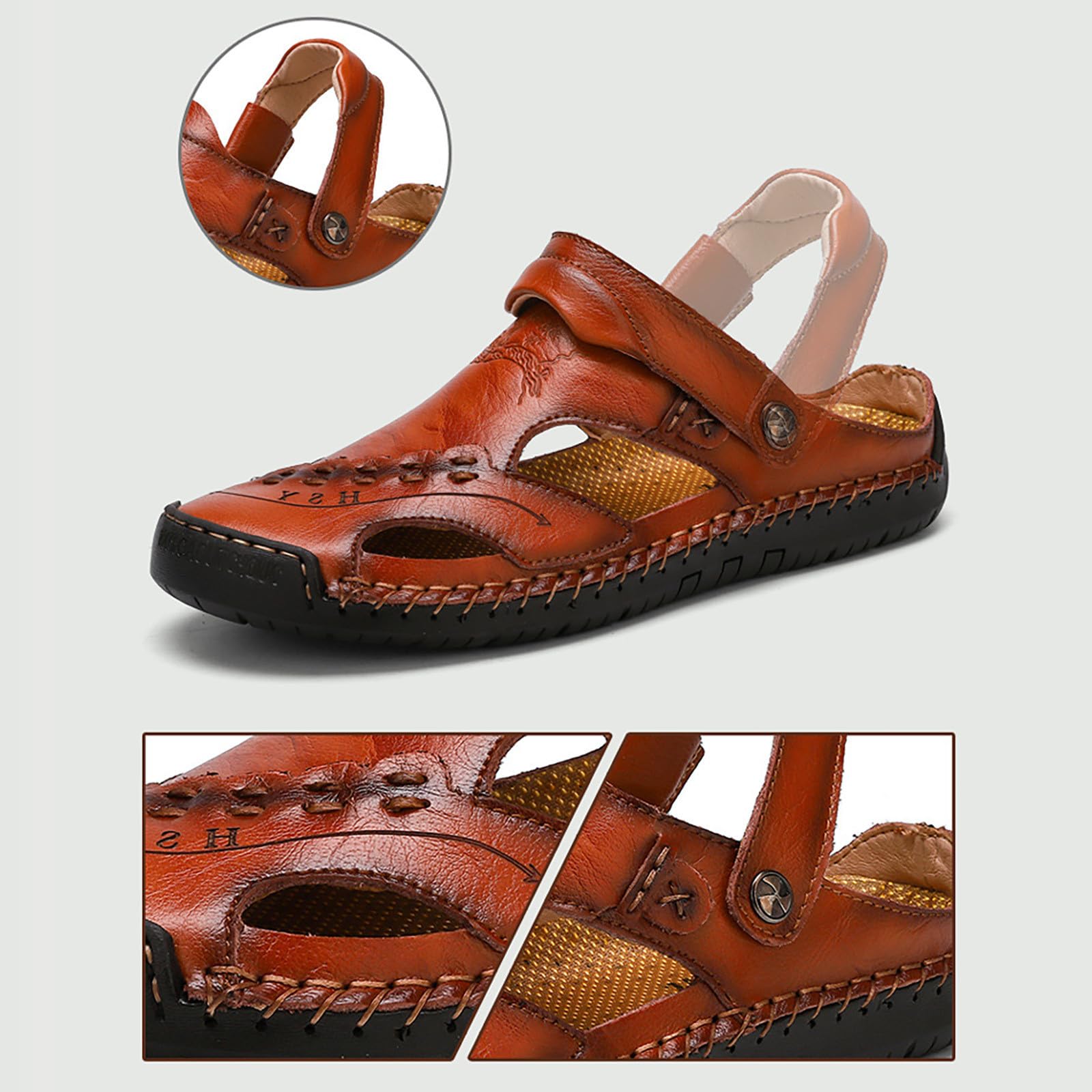 Sandalias Playa Hombre Suela de Goma Malla Transpirable con Bandas Ajustables Senderismo Casual Chanclas Piscina Zapas Calzado Sandalia Durable Flexible para Deporte