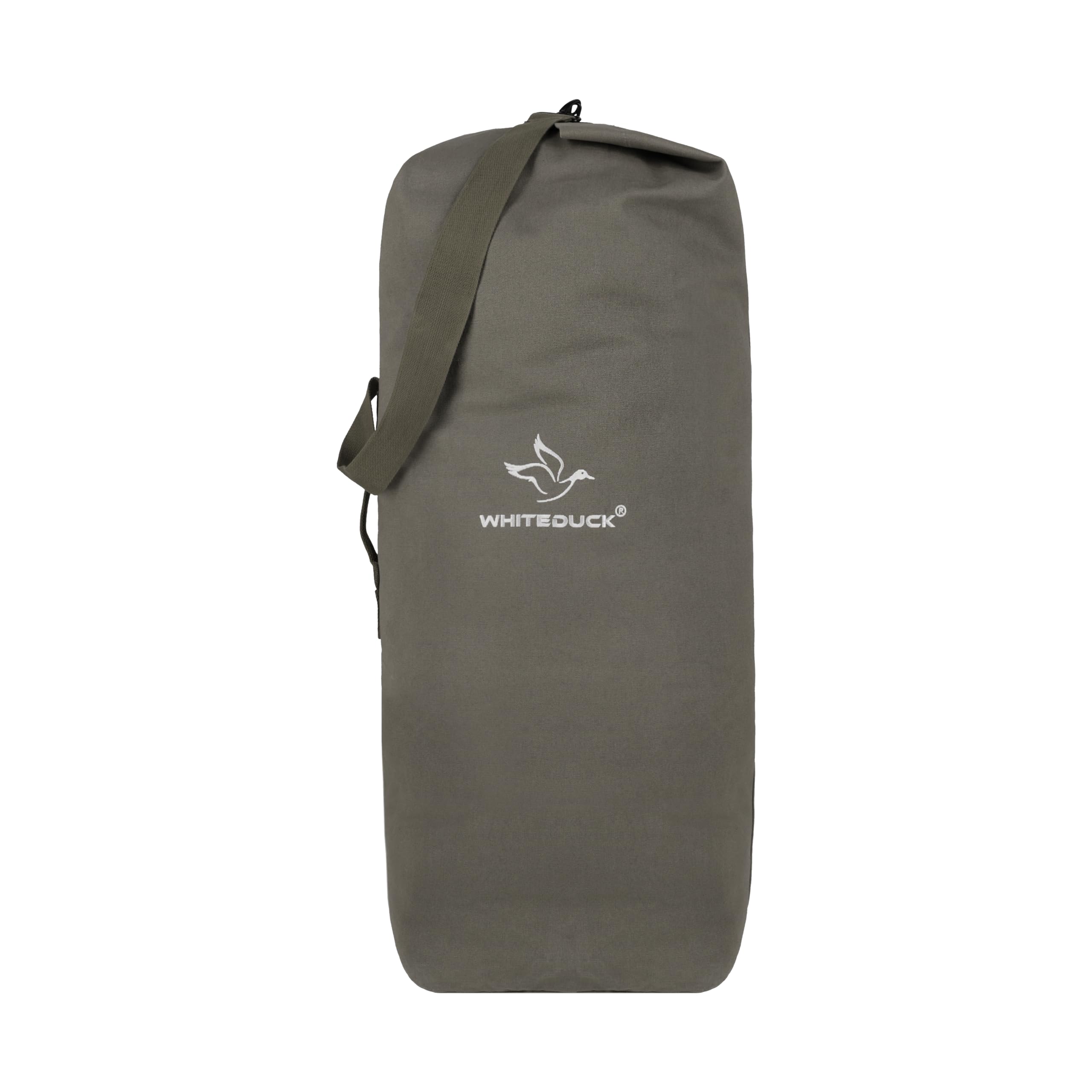 WHITEDUCK Top Load Canvas Folding Duffel Bag, Water Resistant Army Style Shoulder Bag for Men and Women- Gym, Sports, Travel, Hiking, Camping,