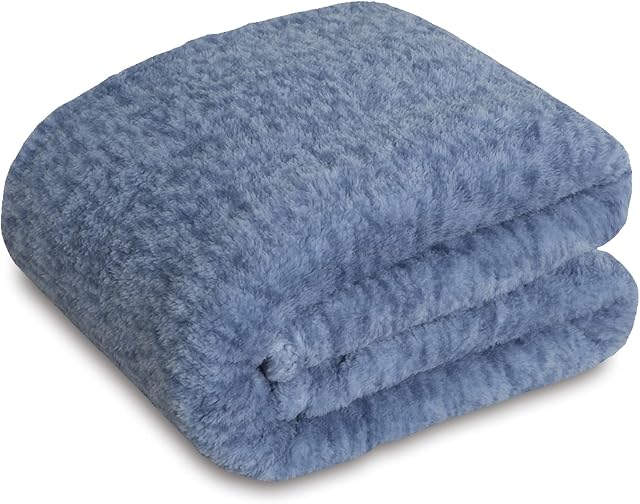 SOCHOW Sherpa Fleece Throw Blanket, All Seasons Lightweight Fuzzy Warm Super Soft Plush Blanket for Bed, Sofa and Couch, 127cm×150cm, Slate Blue