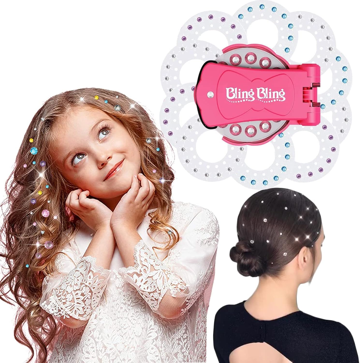 Hair Bedazzler Kit with 180 Gems, Glittler Hair Blinger Gems Stamper