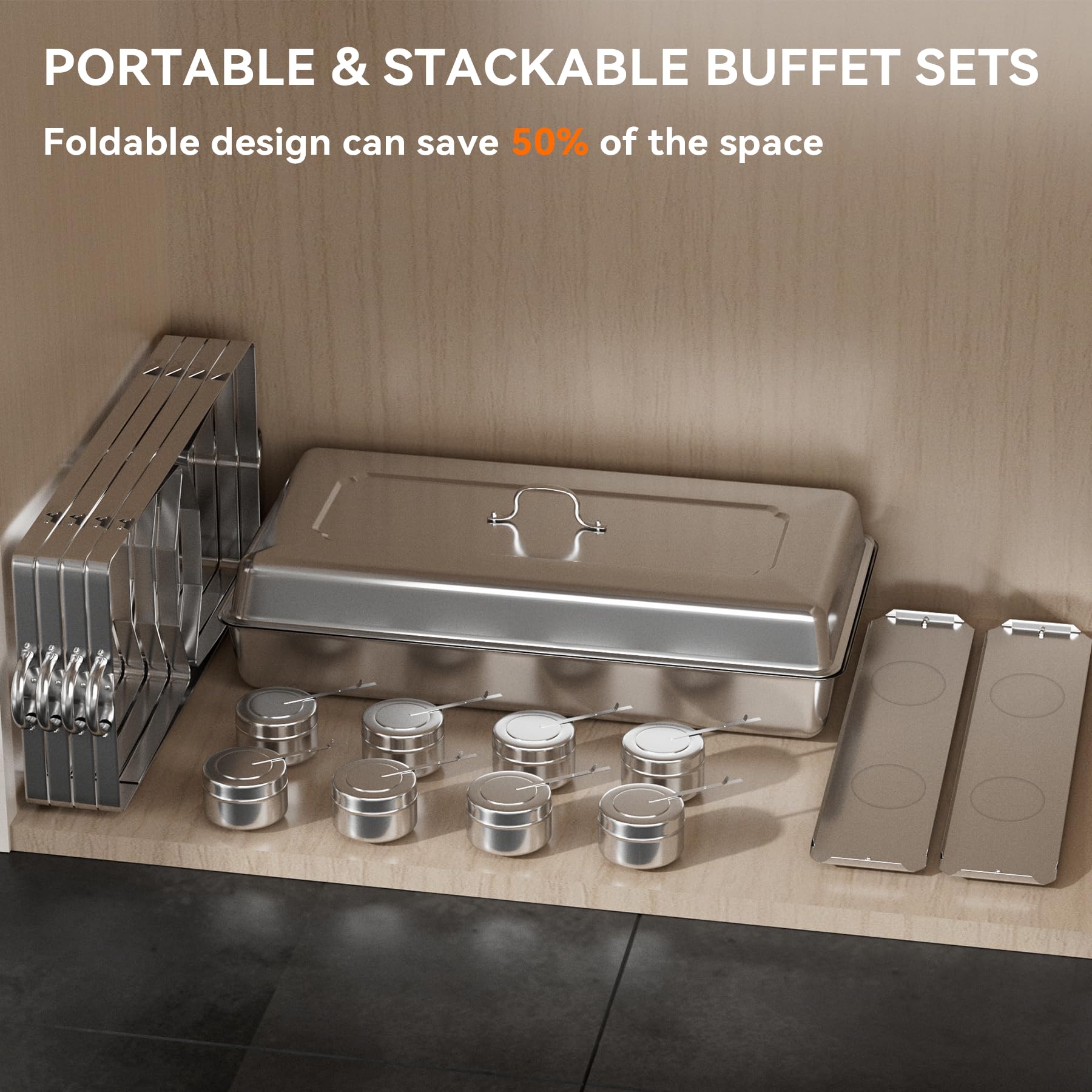 Chauffe-plats Durable Plat de service Chauffe-plats Buffet en acier inoxydable B