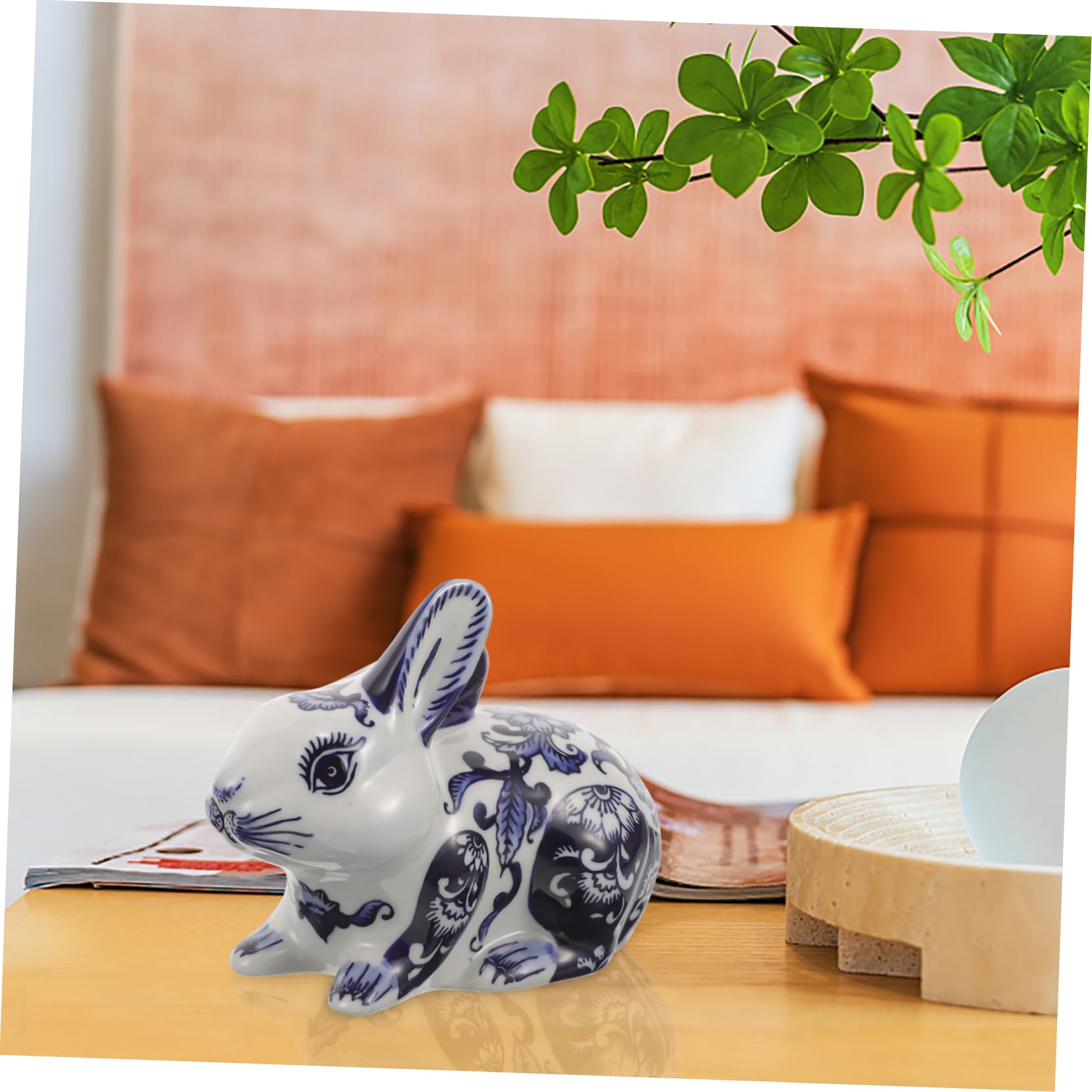 ABOOFAN Ornement de Lapin en céramique décoration de Lapin de Pâques Sculpture de Lapin de Pâques Artisanat décoration de Maison Statue d'animaux Sculptures d'animaux Ménage