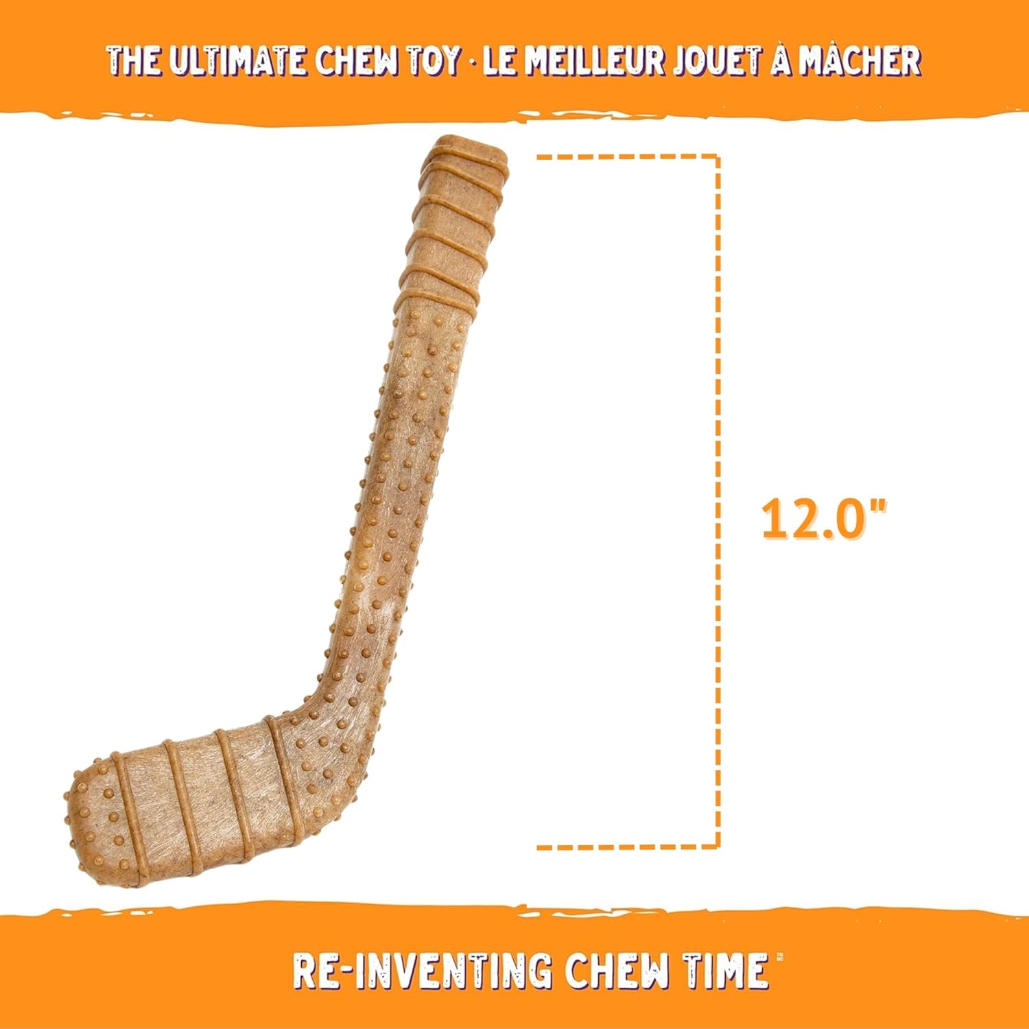 Powerbone Pet Chew Toy for Dogs - Durable, Non Toxic & Pet Safe - Best for Aggressive Chewers, Long Lasting Dental Health, Dog Teeth Cleaning, Dog Life Stages - Hockey Stick 12"
