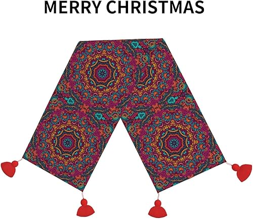 Miniatura 3 de Camino de mesa de Navidad con mandala indio bohemio, estampado de cachemira, decoración de mesa de comedor, decoración de Navidad, decoración de