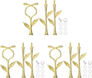 uxcell 3 Tiers Cake Tray Stand Handle 3 Set Metal Cake Stands Holder Cupcake Dessert Plate Hardware Fitting Holder Rod Stand Handle for Wedding Party Festival Cake Plate, Gold (Vine)