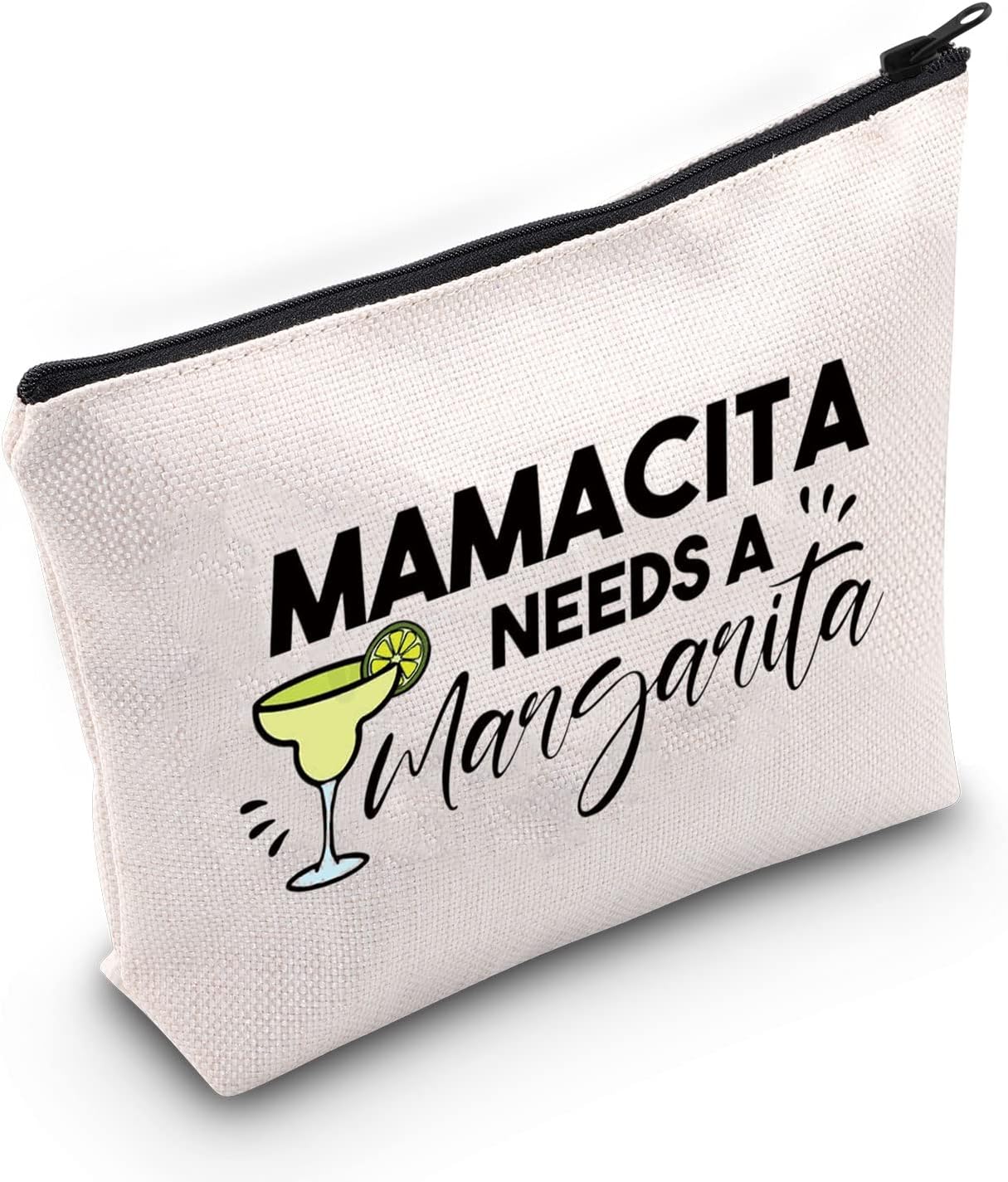 G2TUP Margarita Lover Gift Drinking Gift Mamacita Needs A Margarita Cosmetic Bag and Travel Make Up Pouch Cinco De Mayo Gift (Mamacita Needs A Margarita White Bag)