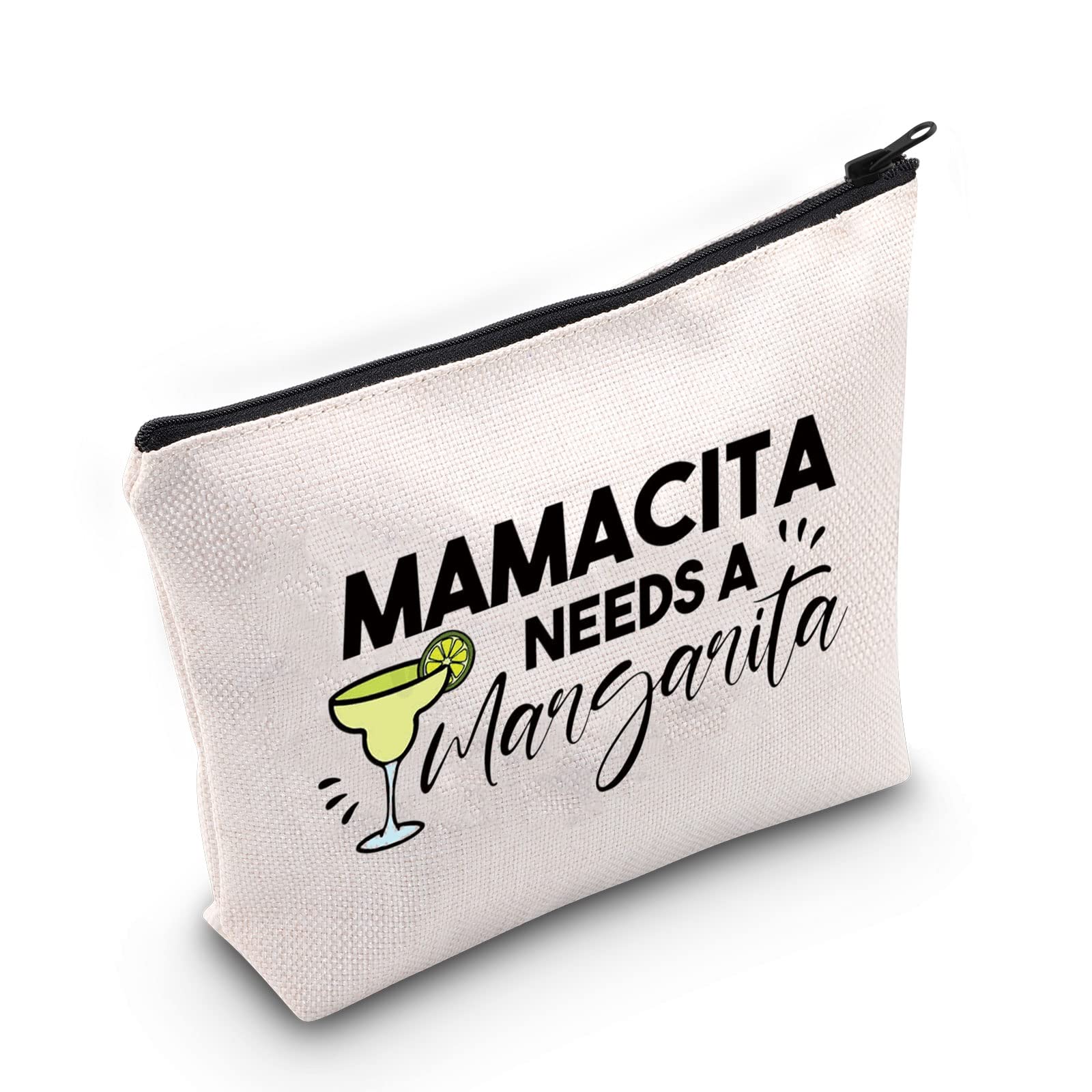 G2TUP Margarita Lover Gift Drinking Gift Mamacita Needs A Margarita Cosmetic Bag and Travel Make Up Pouch Cinco De Mayo Gift (Mamacita Needs A Margarita White Bag)