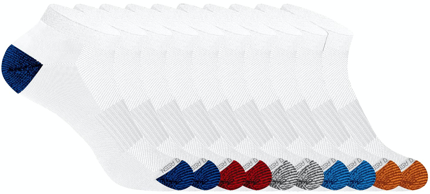 U.S. Polo Assn. 10 Pair Boy's Athletic Performance Socks - Low Cut Moisture Control & Breathable Cushion Socks - Ultra-Soft Ankle Socks, WHITE 7268 (Shoe Size 4-11)