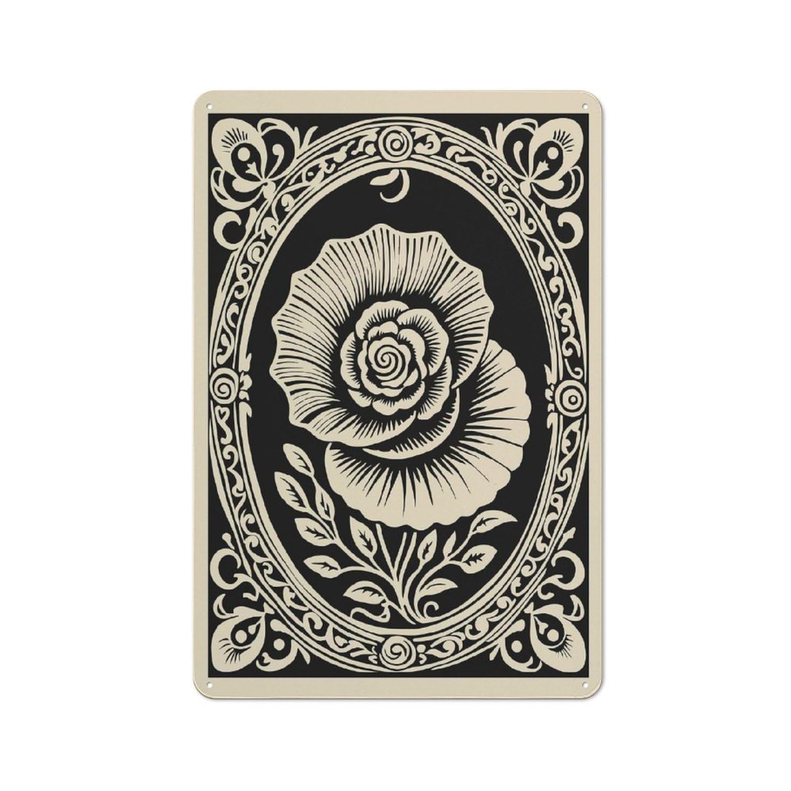 Junmoney Style-10 Ornate Floral Illustration Cafe Metal Sign 30X20cm, Bistro Style Bistro Wall Plaque For Coffee Bar, Small Shop Or Dining Room