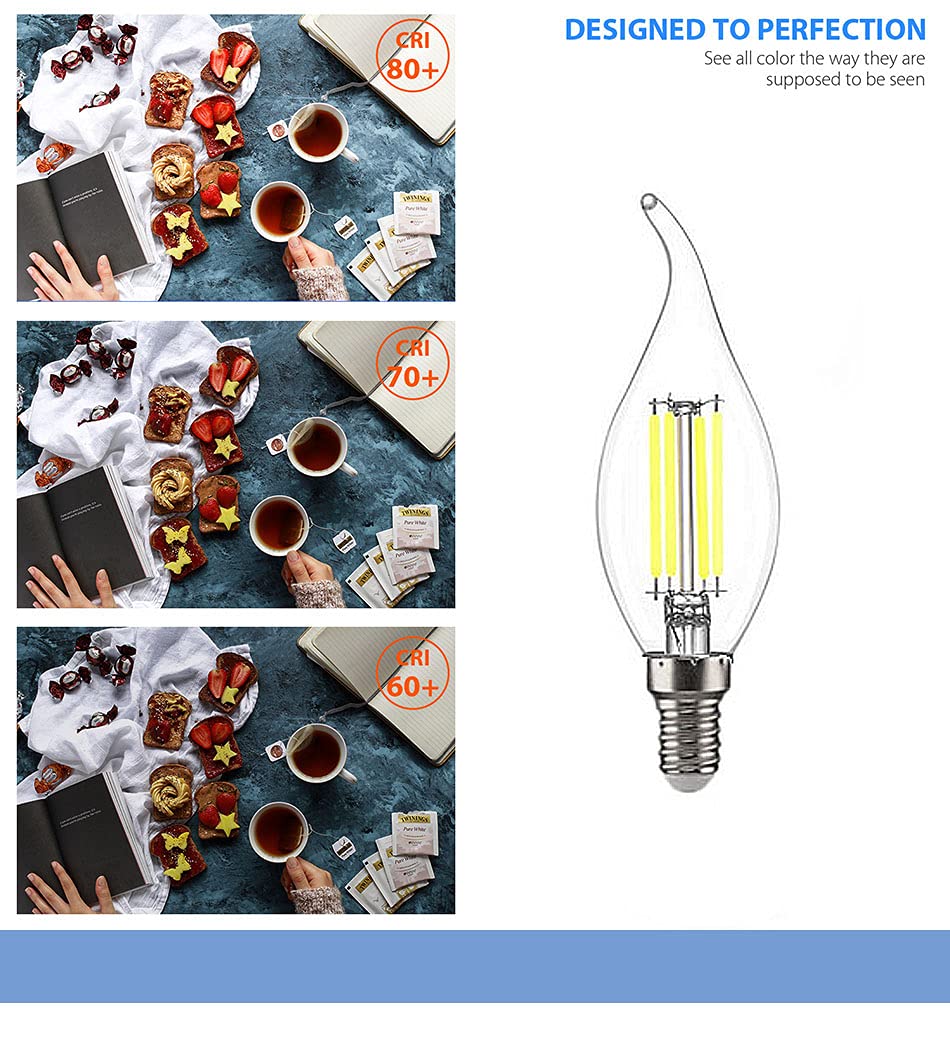 15 Confezioni Lampadine a Candela LED E14 6W(Equivalente a 60W) Lampadina a Filamento LED C35 Non Dimmerabile 600LM,Lampada a Candelabro a Risparmio Energetico Vintage Bianco Freddo 6500K