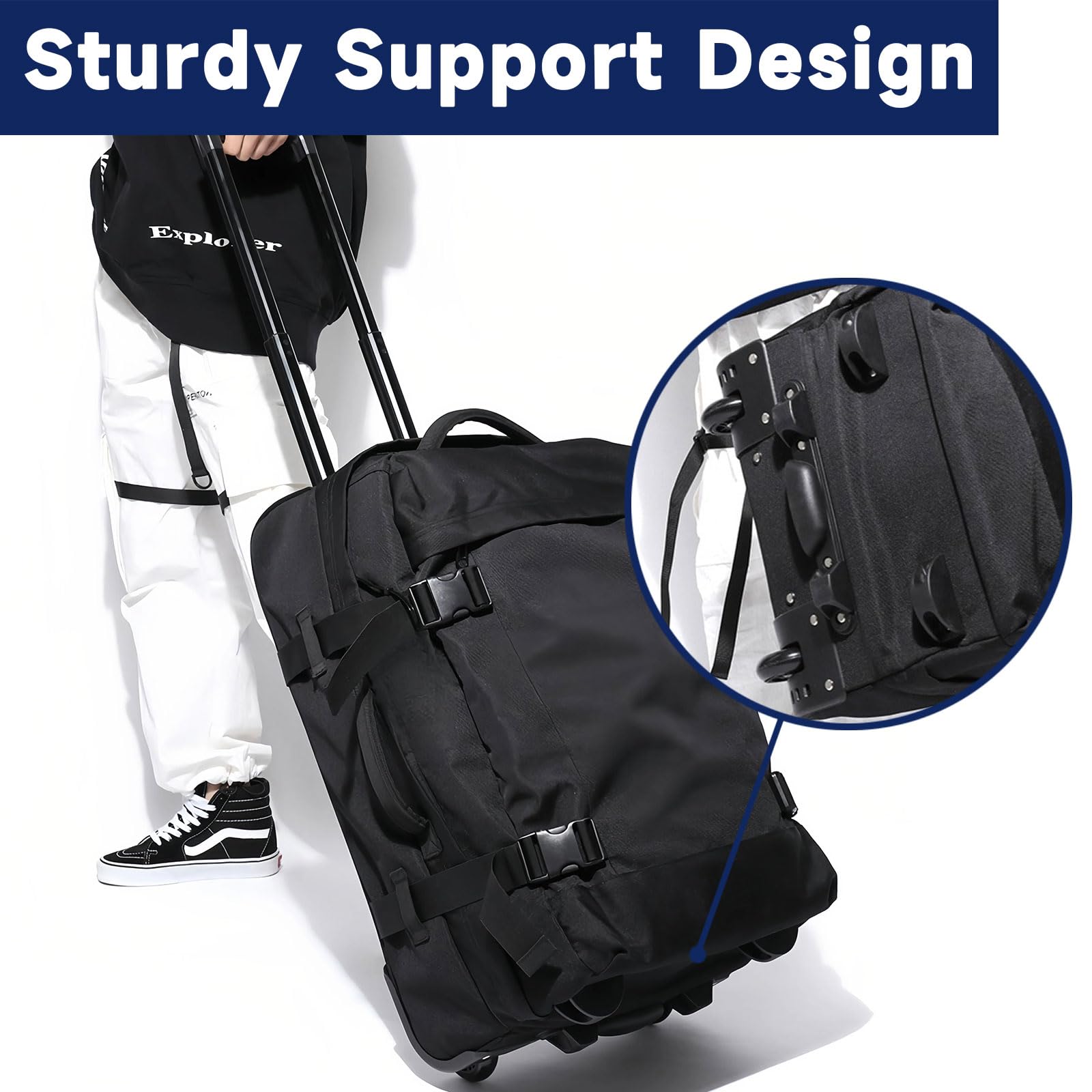 Arxus Reisetasche mit Rollen 24 Zoll Trolley Handgepäck Tasche Herren Damen | Rollreisetasche mit Laptopfach Teleskopgriff 2 Rollen Luggage für Overnight Weekender Reise