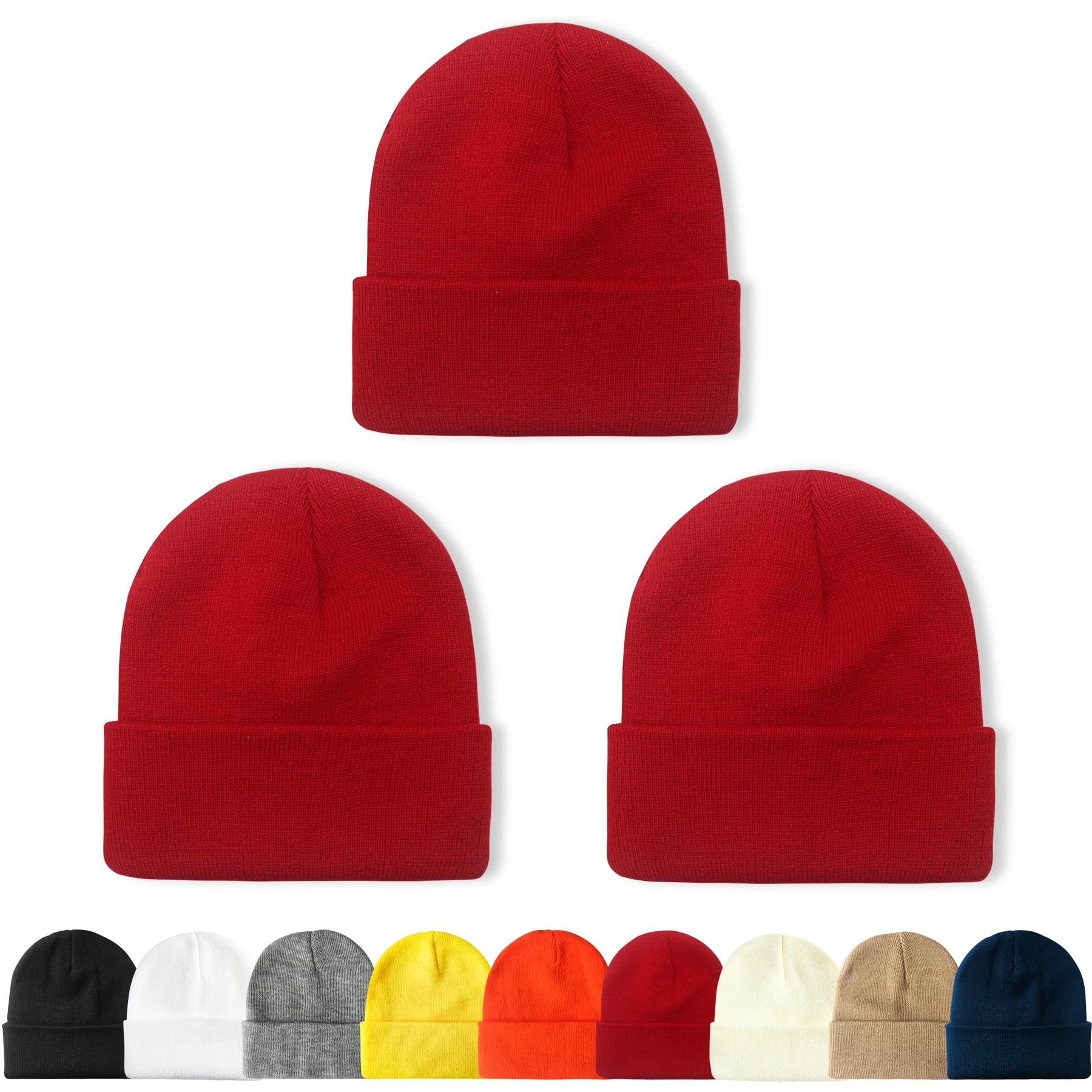 NPQQUAN 3 Packs Unisex Beanie Hats for Men Women Winter Knit Beanies