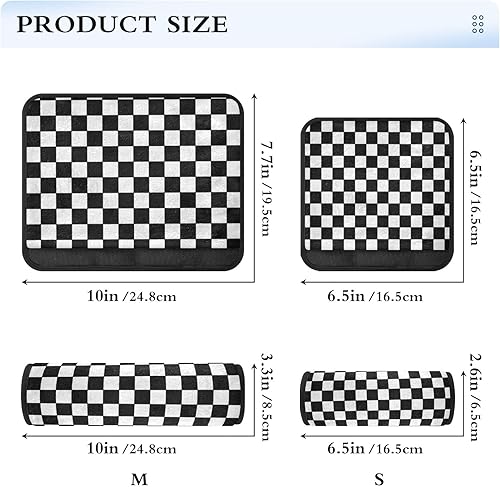 Miniatura 3 de CHIFIGNO Fundas de cinturón de seguridad de automóvil a cuadros en blanco y negro, 2 piezas, funda de cojín para cinturón de seguridad de moda,