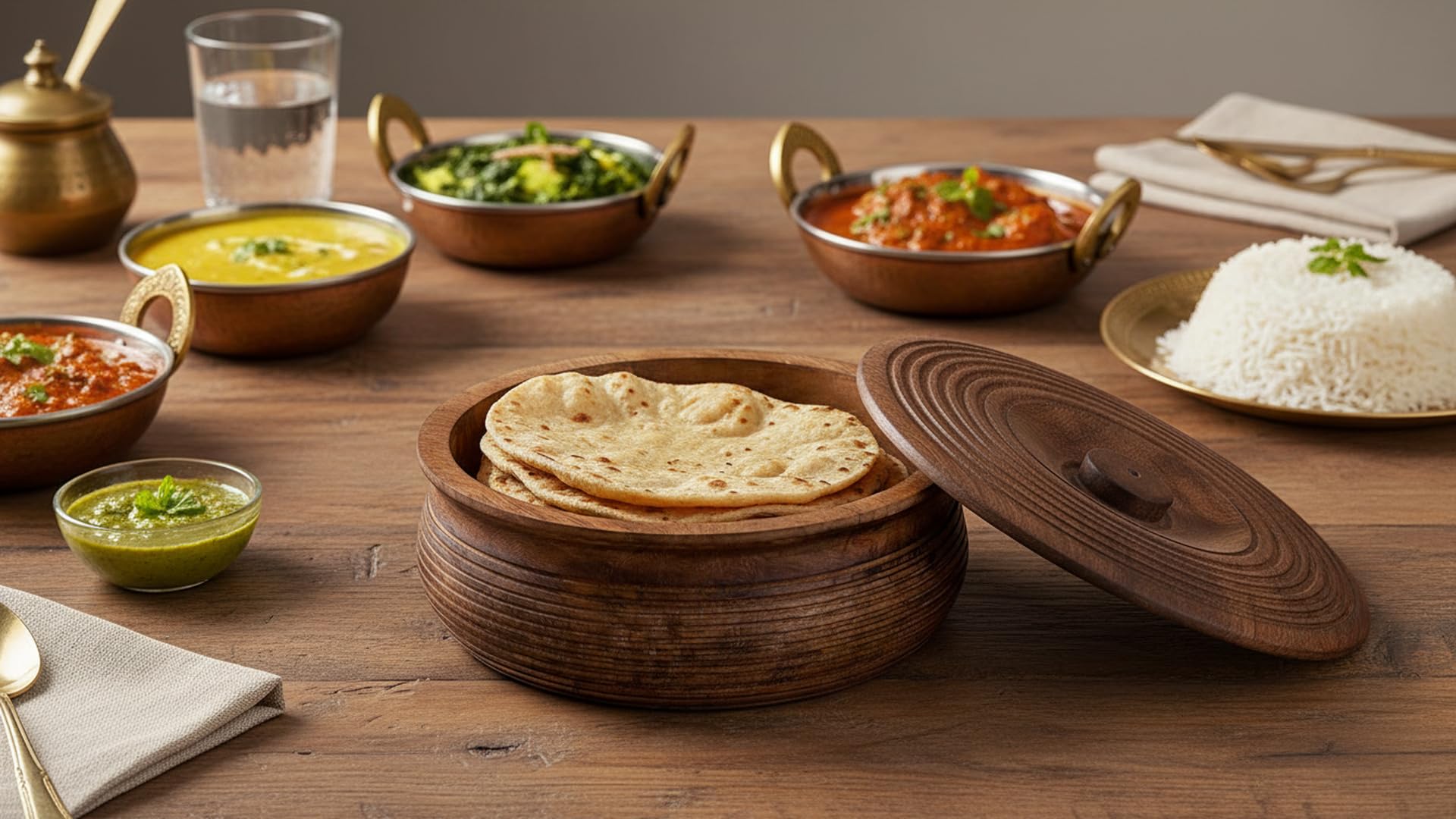 Handgefertigter mexikanischer Tortilla-Stövchenkorb aus Holz indischer Chapati-Roti-Brothalter Box Pfannkuchen-Keeper-Serviergeschir Hot Pot Auflaufform Deckel Home Küche Essdekor, Antik Braun 23 x 9
