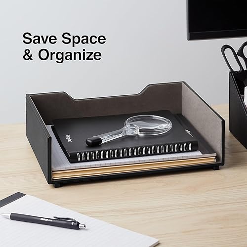 Miniatura 3 de Staples 1235456 Bandeja de cartas de carga lateral de piel sintética negra (45051)