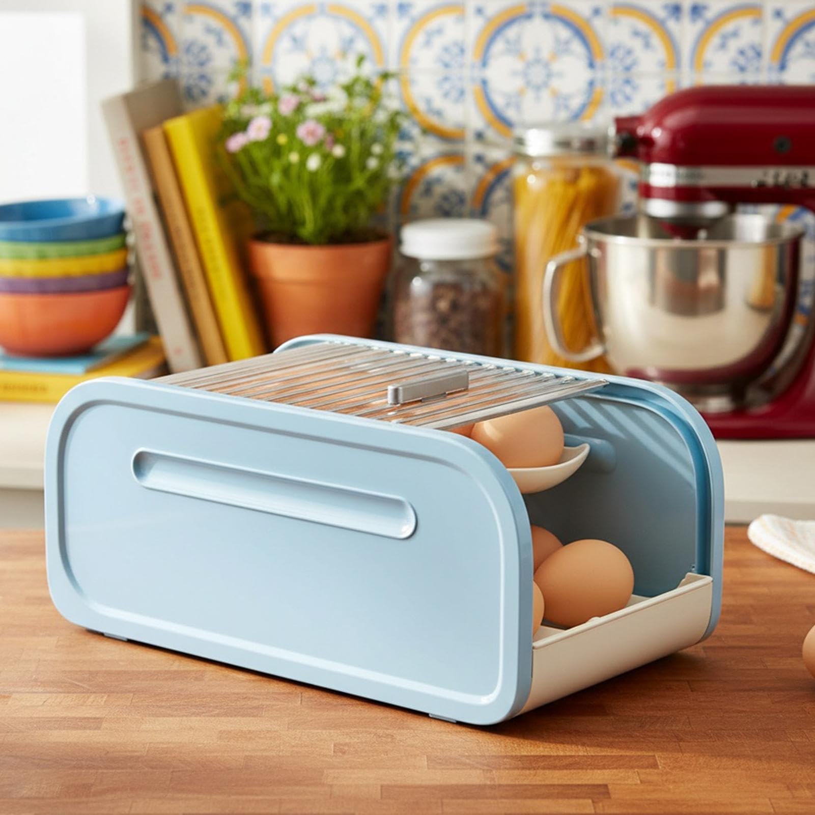 Soporte para huevos para, contenedor de almacenamiento apilable, almacenamiento automático estable de huevos rodantes para refrigerador, organizador del hogar, cocina, despensa, apartamento