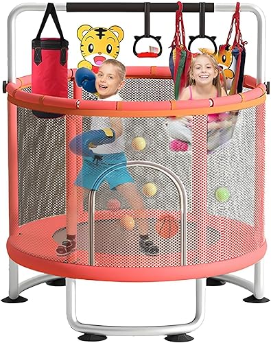 Cama elástica de 60 pulgadas para interiores y exteriores de wirlsweal, cama elástica recreativa de 5 pies para niños pequeños con red de seguridad,