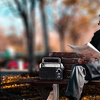 Vista 9 de Retekess TR604 Radio AM FM, radio portátil enchufable a la pared, funciona con batería D, dial grande, modo de tono alto/bajo, altavoz grande