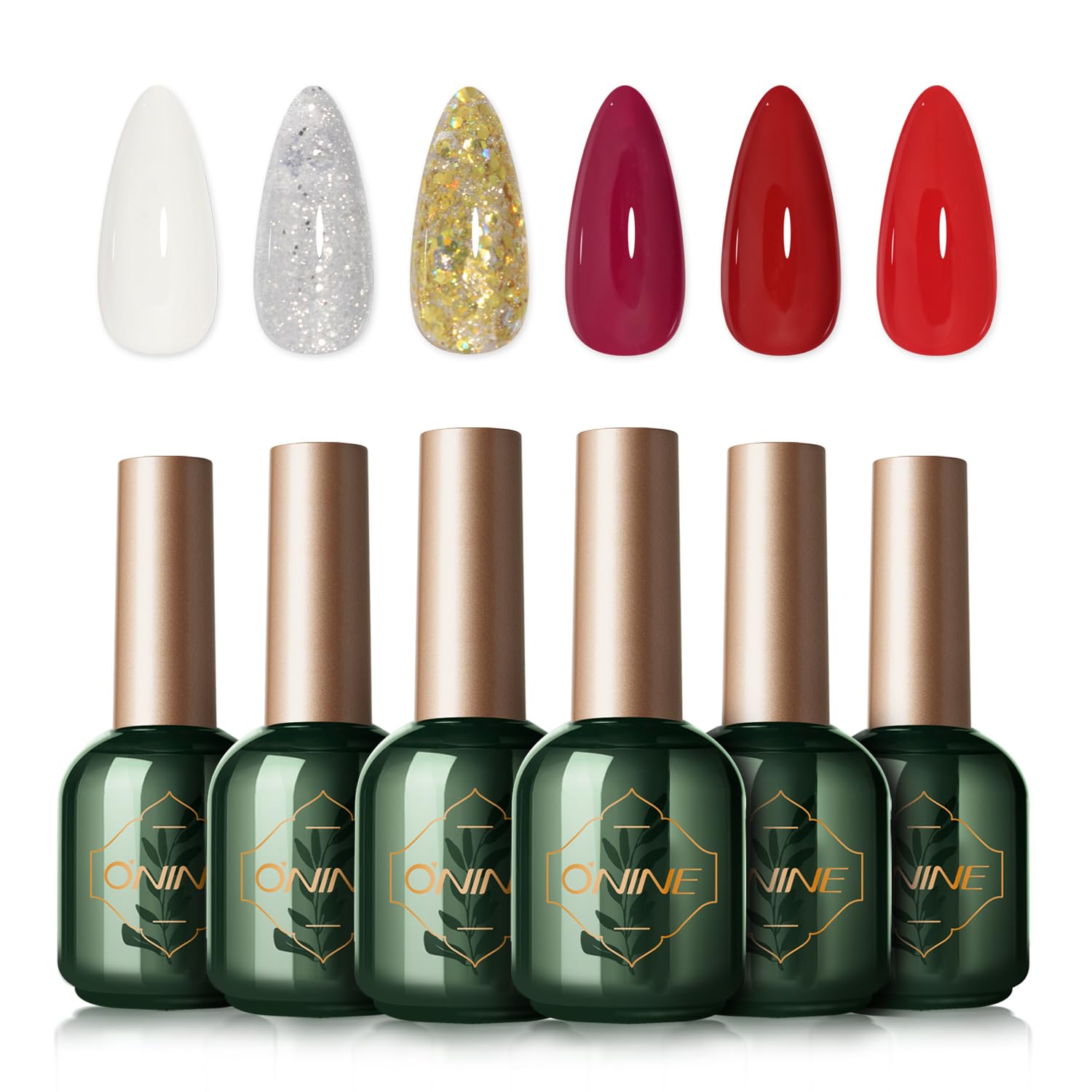 3-Free Gel Nail Polish Set - 6 Pcs 10g Red White Soak Off UV LED Gel Long Lasting