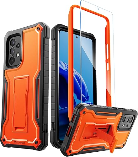 ExoGuard Funda para Samsung Galaxy A53 funda de goma a prueba de golpes con protector de pantalla para teléfono Samsung A53 5G soporte integrado