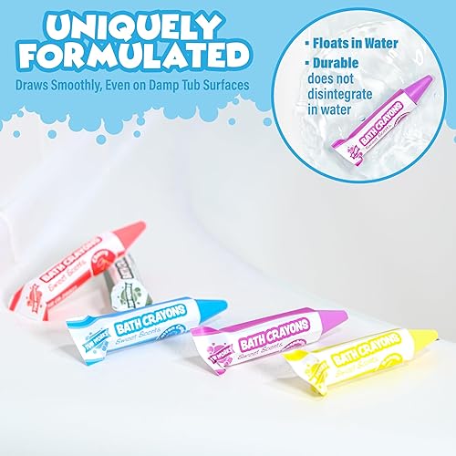 Miniatura 5 de Tub Works Sweet Scents Smooth - Crayones de baño de juguete de baño, paquete de 12  Crayones de baño no tóxicos y lavables para niños pequeños y