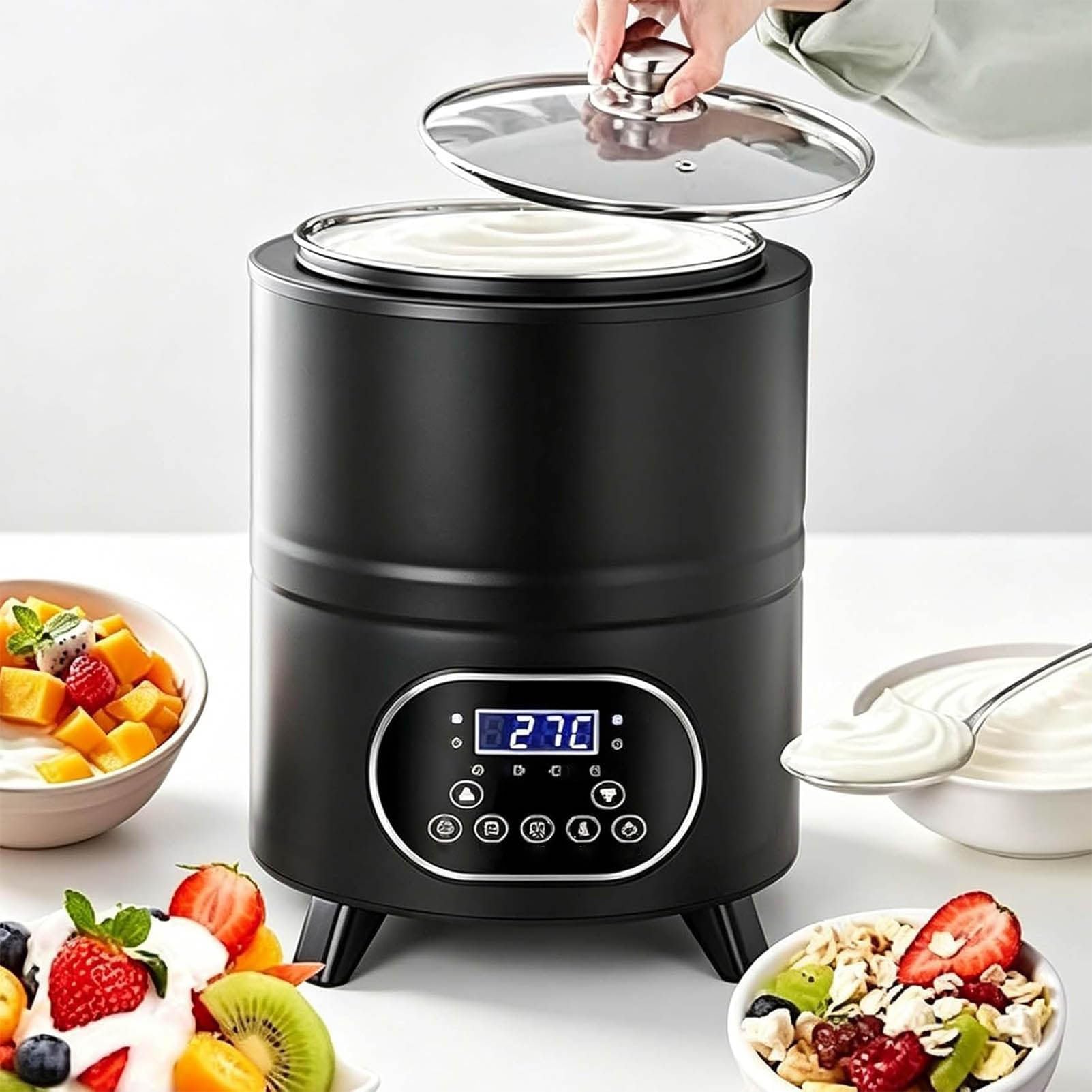 LJLYYDS Commercial Yogurt Maker with Timing & Temperature Control, 8l/12l Yogurt Fermentation Machine, 360° Constant Temperature Fermentation, For Homemade Yogurt Natto Rice Wine Black-8L