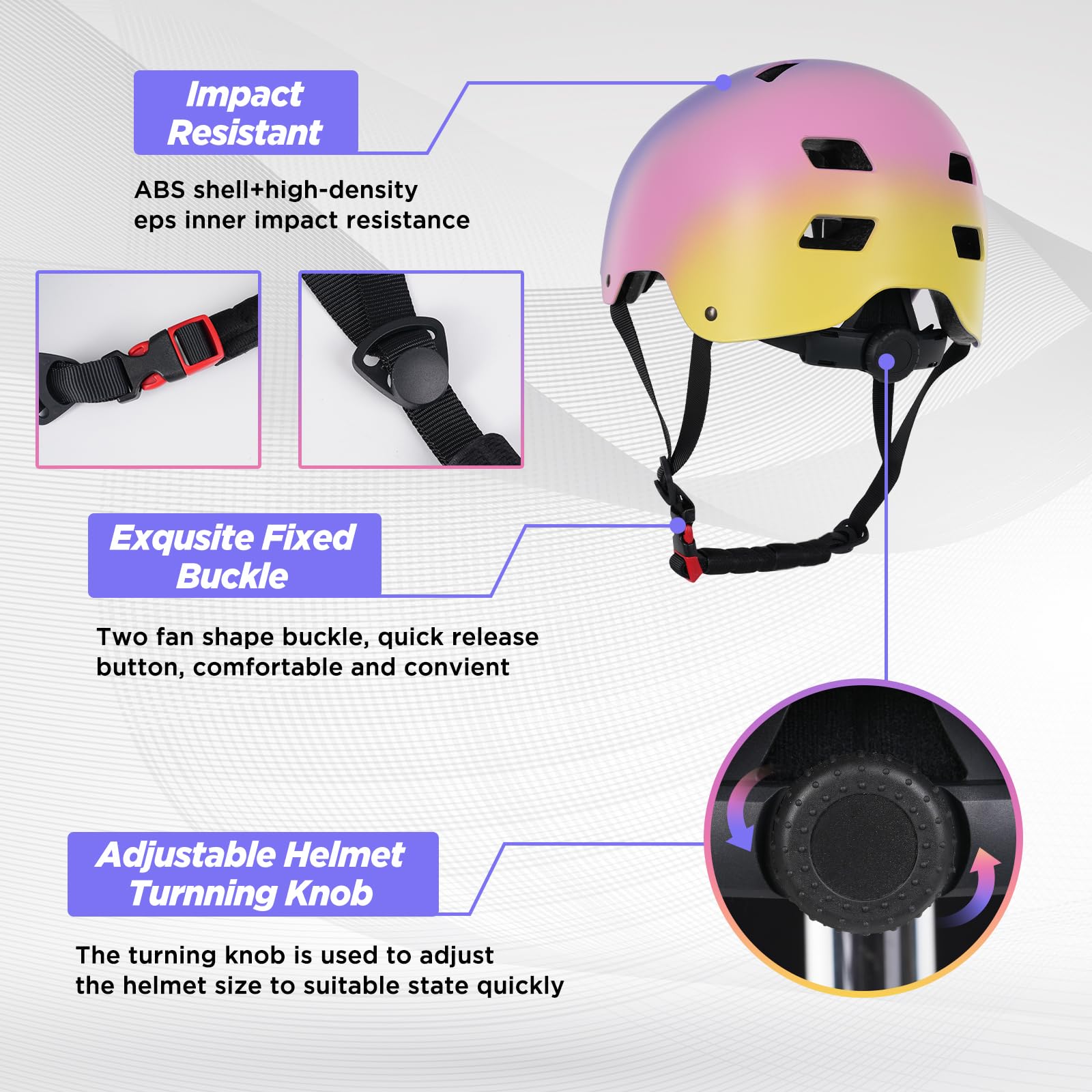 LANOVAGEAR Skateboard Casque de Vélo pour Enfantes et Adultes CE en Certification Réglable Casque pour Trottinette Cyclisme Skate Roller