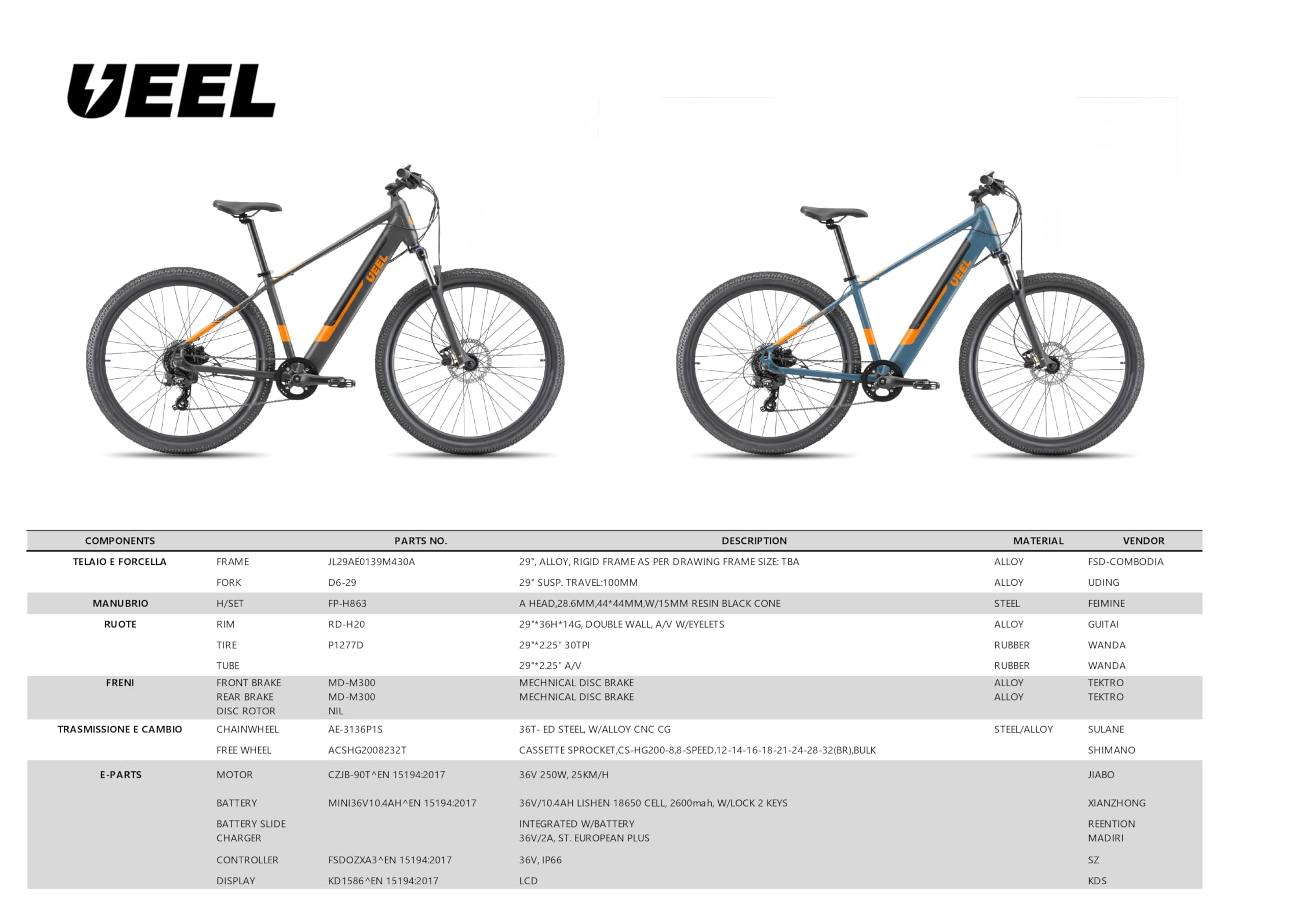 Rockblazer 25 BlackOrange E-Bike, Bicicleta eléctrica, Motor de 250W, Hasta 25 km/h, Batería extraíble 36V 10,4Ah, Autonomía hasta 90 km, Cambio de 8 velocidades, Ruedas de 29'' con frenos de disco