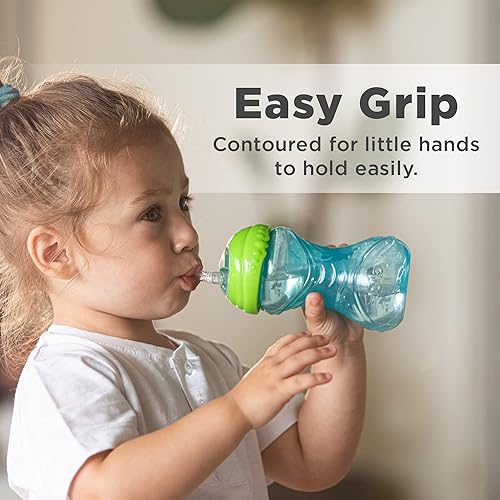 Vista 18 de Nuby Taza de 3 piezas antiderrames de fácil agarre con popote flexible, función Clik It Lock, niña, 10 onzas