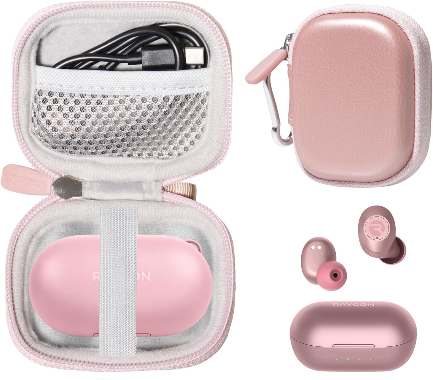CaseSack Case for Raycon Everyday Earbuds Classic Bluetooth Wireless with Microphone - Stereo Sound, Active Noise Canceling, in-Ear Bluetooth Headset True Wireless Earbuds (Rose Gold)