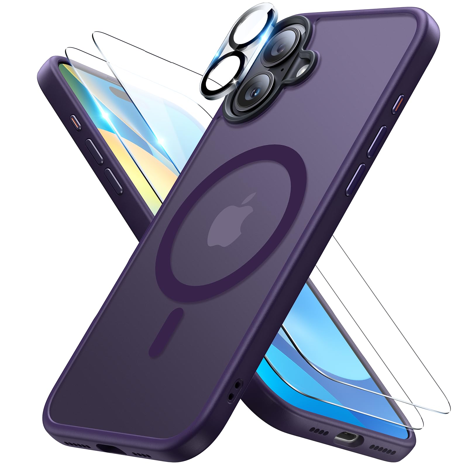 Coque iPhone 16 Plus transparente antichoc MagSafe avec film écran verre trempé protection