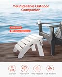 VEVOR Adirondack Ottoman, 17.7L x 19.7W x 13.8H Inch HDPE Plastic Folding Adirondack Ottoman, Weather-Resistant Foot Rest for Adirondack Chair, Widely Used for Outside Porch Pool Lawn Backyard, White - 2