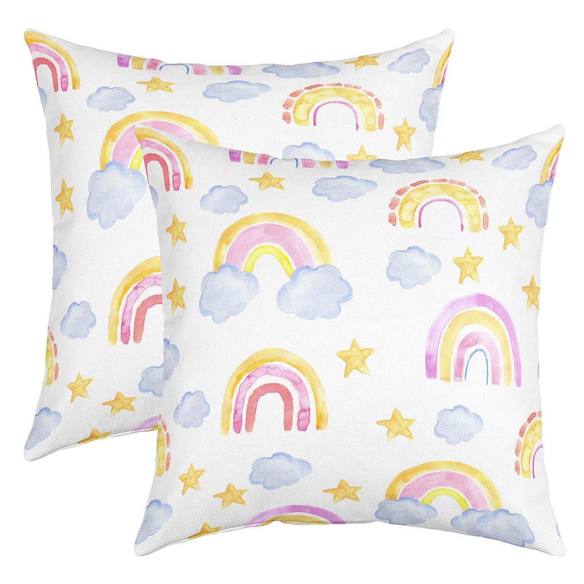 Housse de coussin 55x55 cm nuages et étoiles en lot de 2 Loussiesd