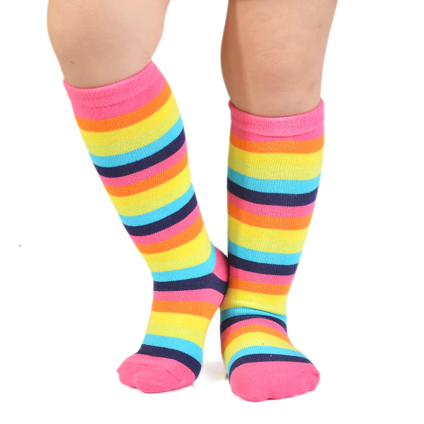 EPEIUS Baby Mädchen Regenbogen gestreifte Kniestrümpfe rutschfeste Uniform Tube Strümpfe Fußballsocken für Kleinkinder und Kinder