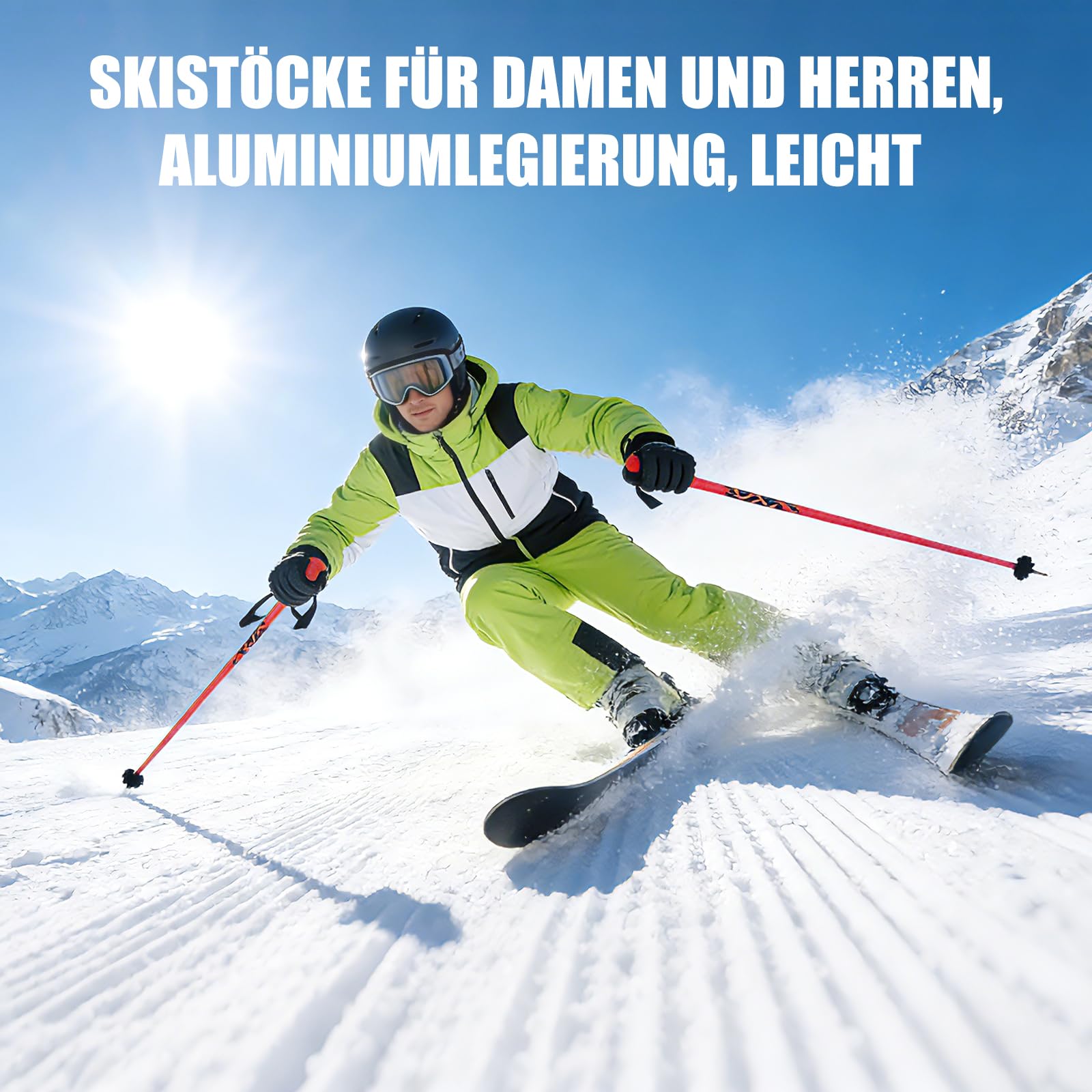 1 Paire de Bâtons de Ski, Bâtons de Ski avec Poignée Ergonomique Robuste, Légers, pour Les Loisirs, Les Pistes de Ski de Fond Damées, La Raquette, Les